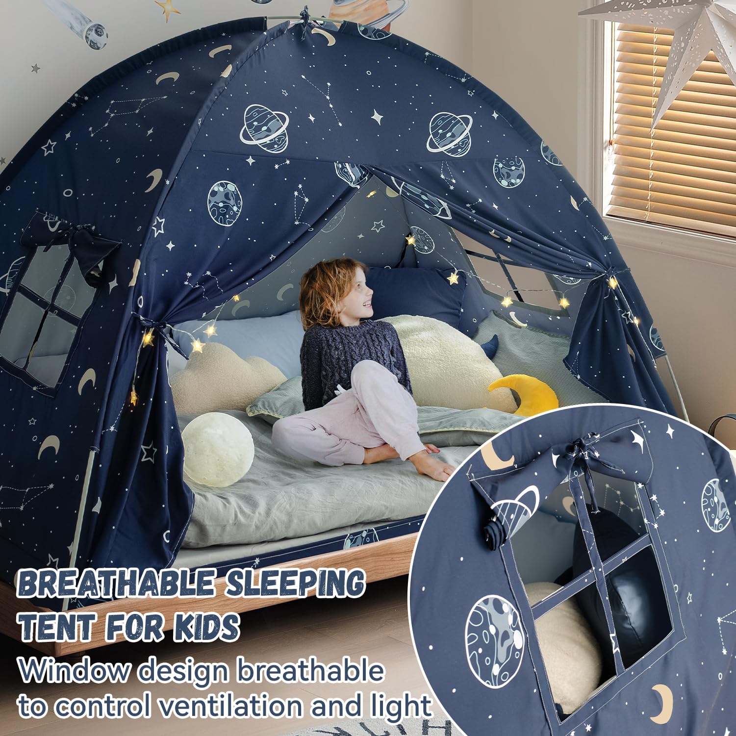Full Size Space Galaxy Bed Tent Canopy for Kids