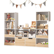 4 Tier Kids Bookshelf and Toy Storage, Castle Bookcase with Drawers, Reading Nook
