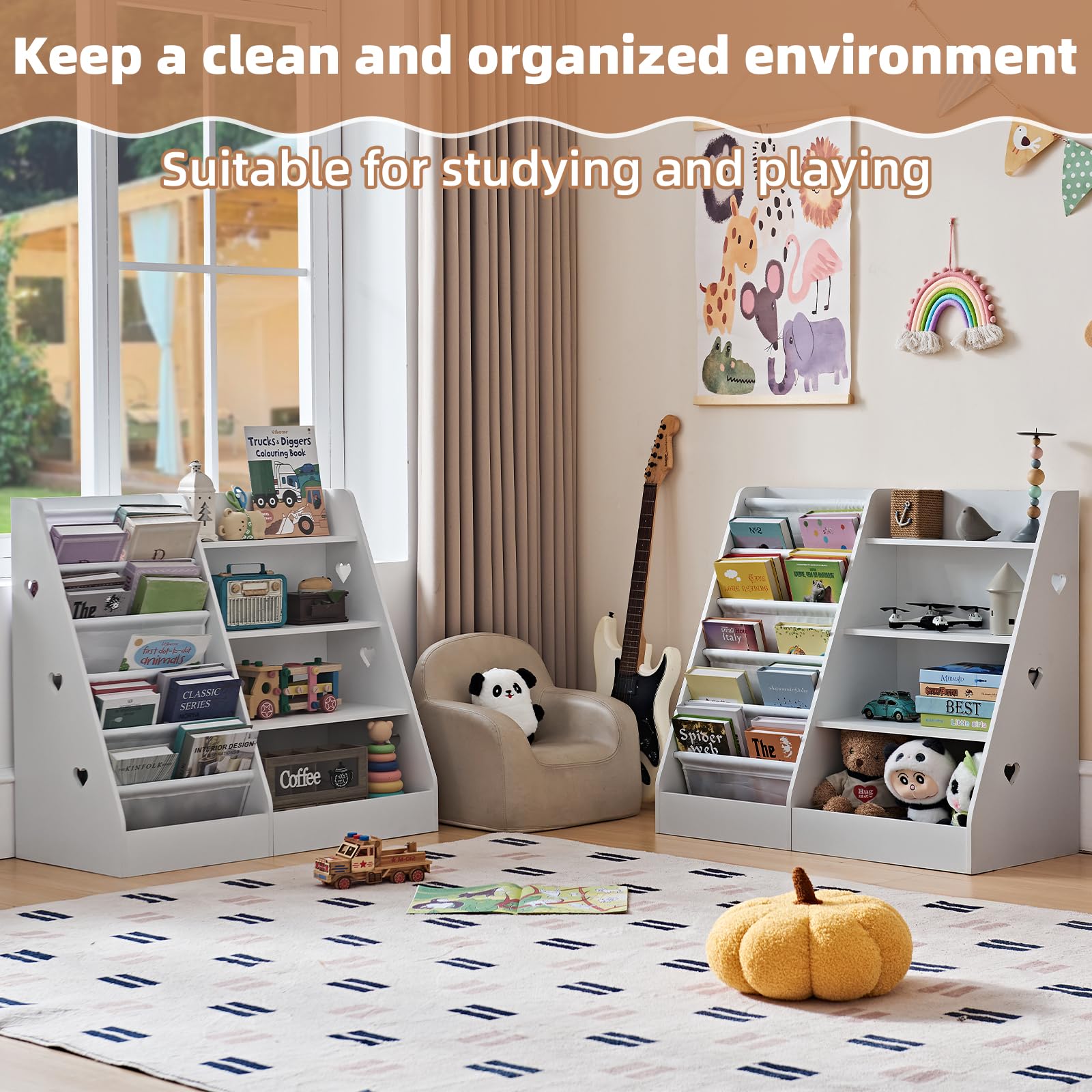4 Tier Kids Bookshelf Storage Organizer