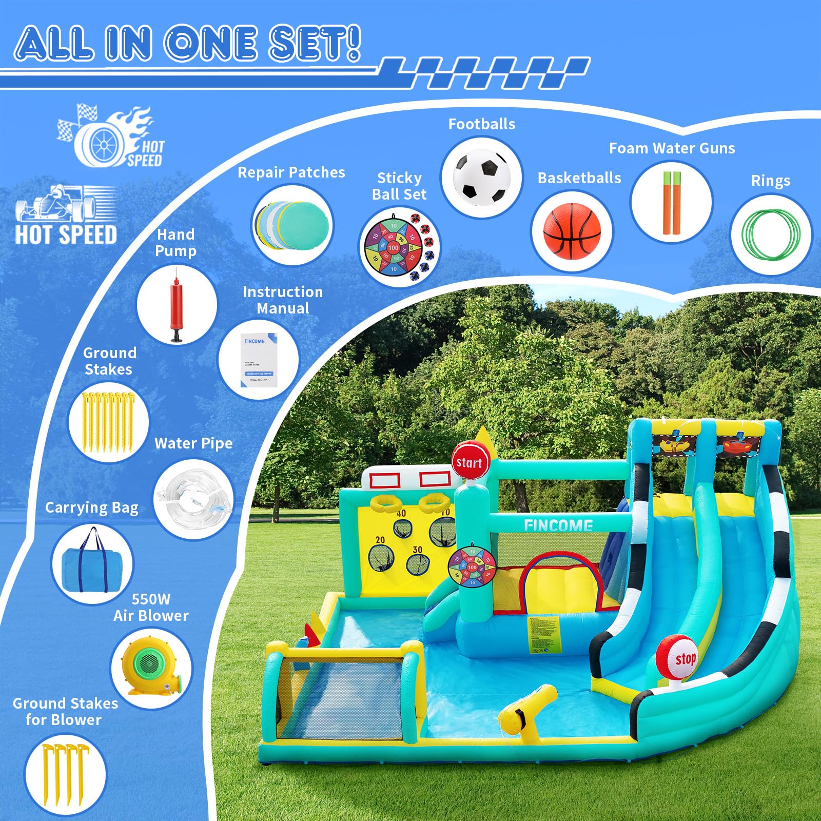Large Inflatable Bounce House with Double Water Slides