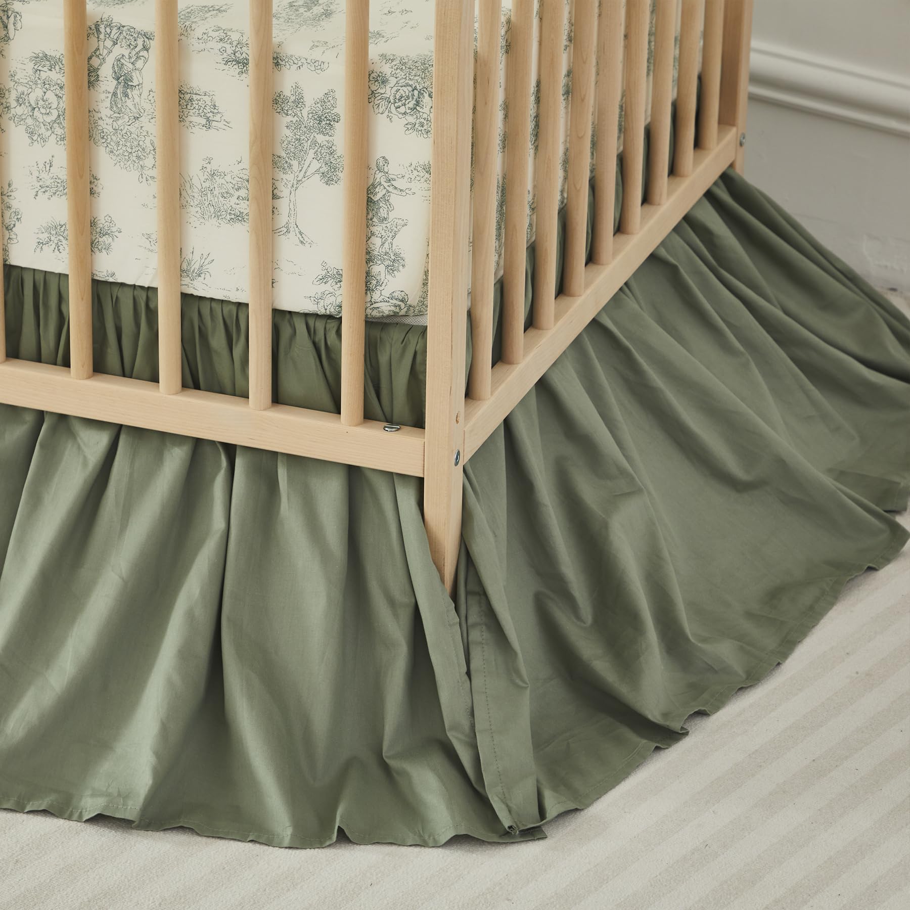 Vintage Green Toile Crib Bedding Set