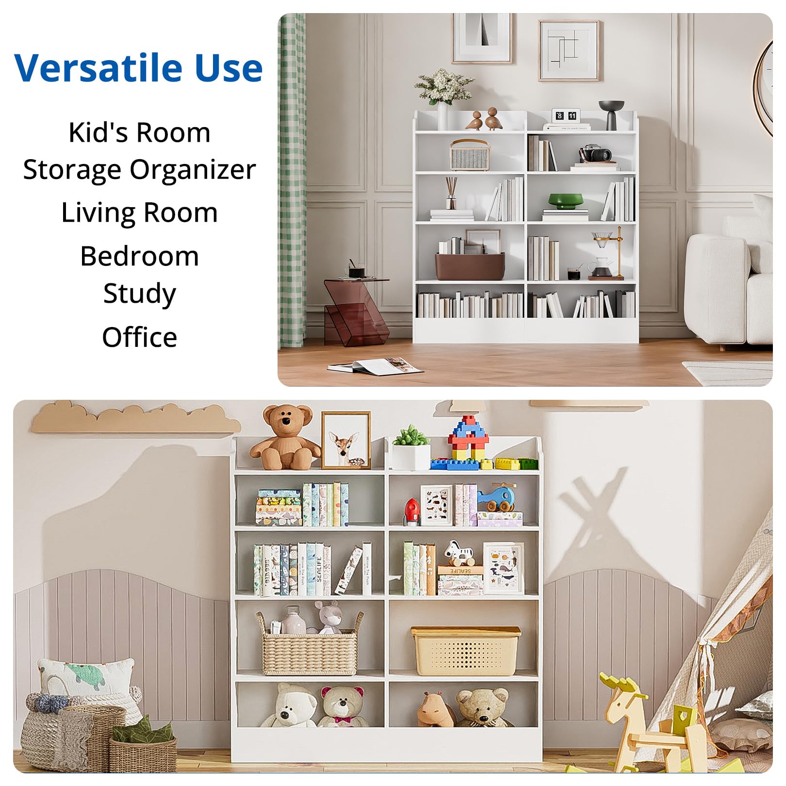 5-Tier Kids Bookshelf with 10 Cube Storage