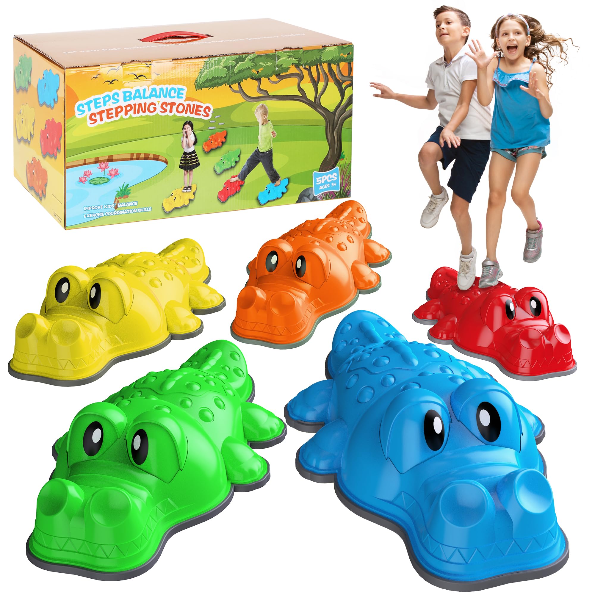 Stepping Stones for Kids,5 Pcs Non-Slip Jumping Balance Rocks Toys for Toddlers