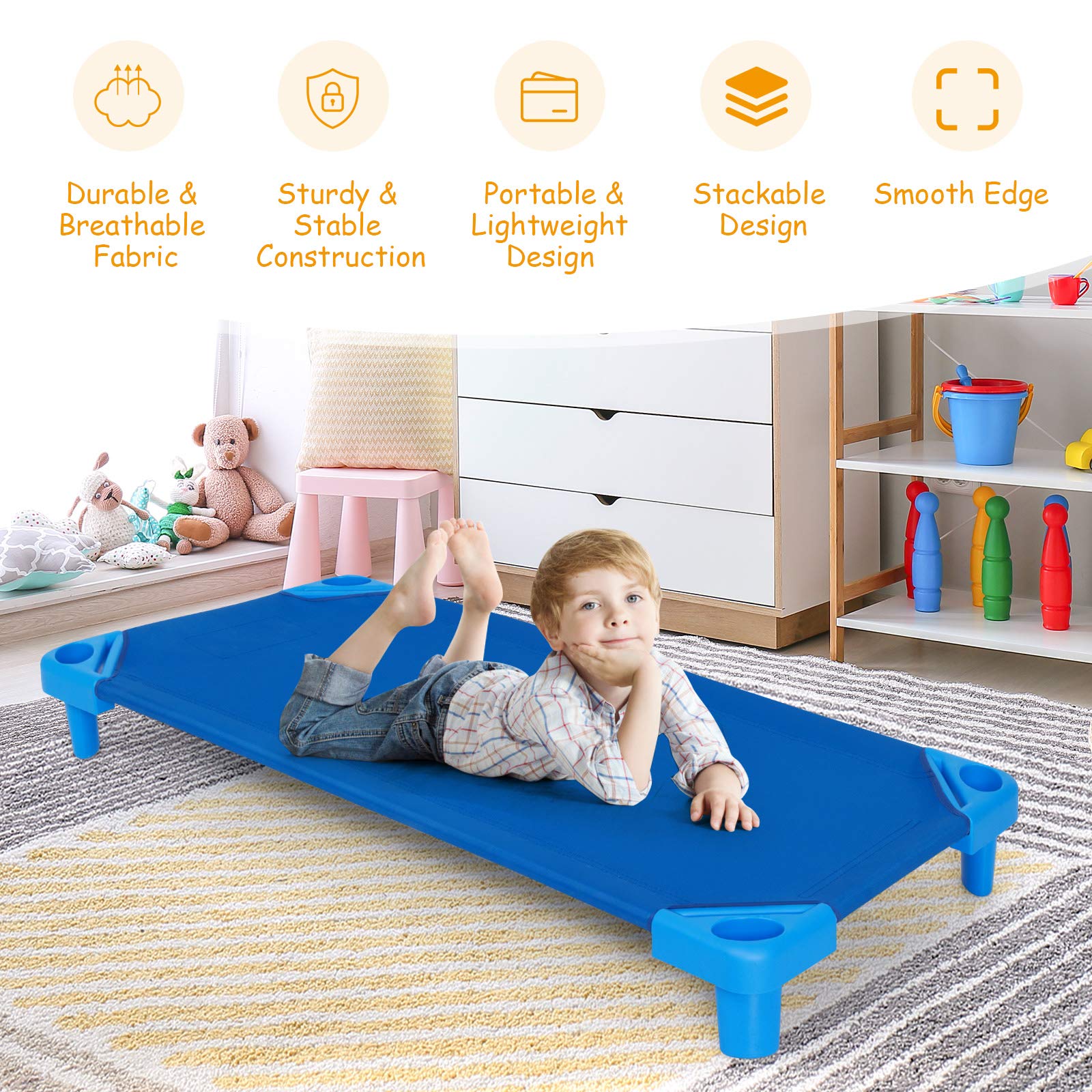 Sleeping Daycare Cots for Kids, Portable Toddler Nap Cots