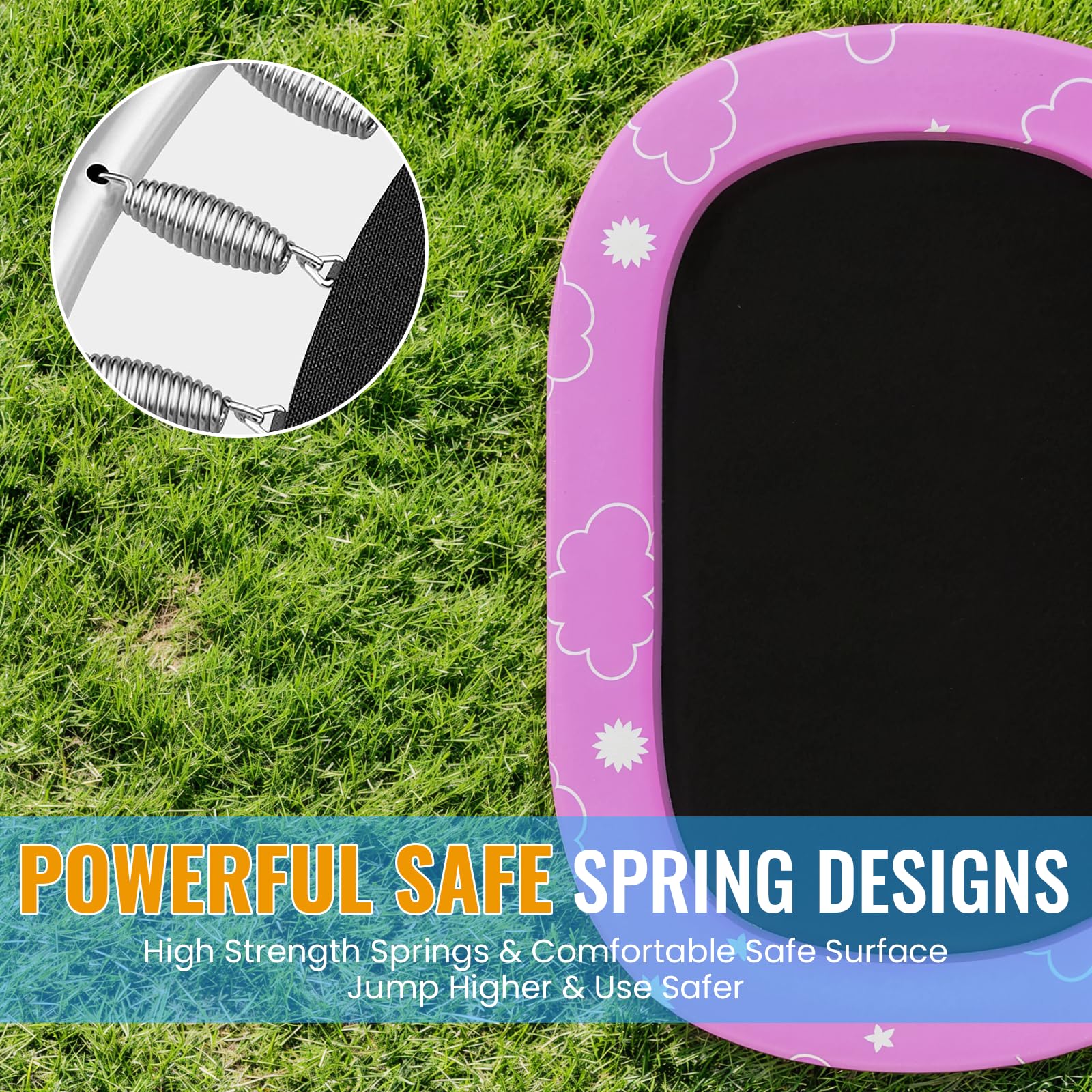 Kids Trampoline with Safety Net and Adjustable Height