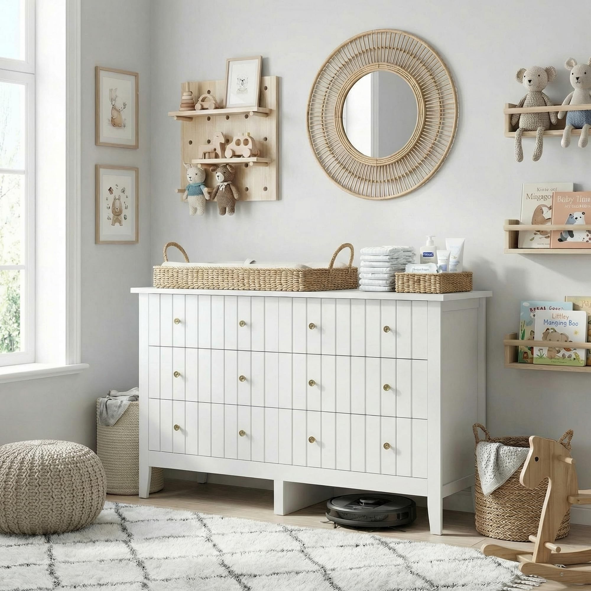 6 Drawer White Dresser with Deep Storage