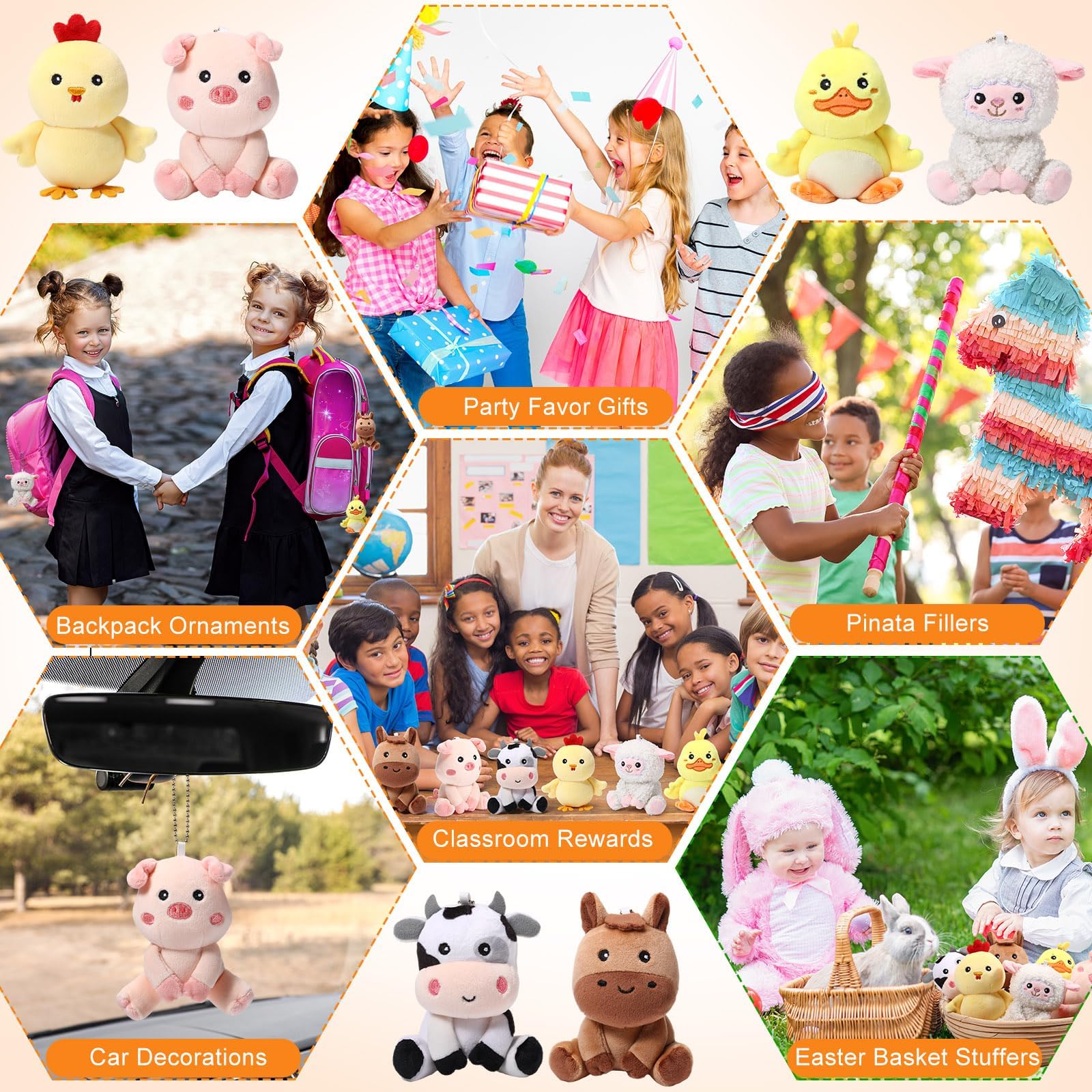 12 Pcs Mini Stuffed Farm Animals Bulk 4 Inch Farm Animals Plush Toys Plush Cute