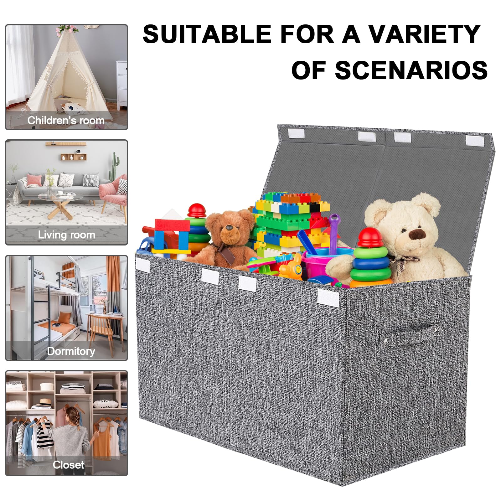 Collapsible Toy Storage Bin with Lid - Large Capacity