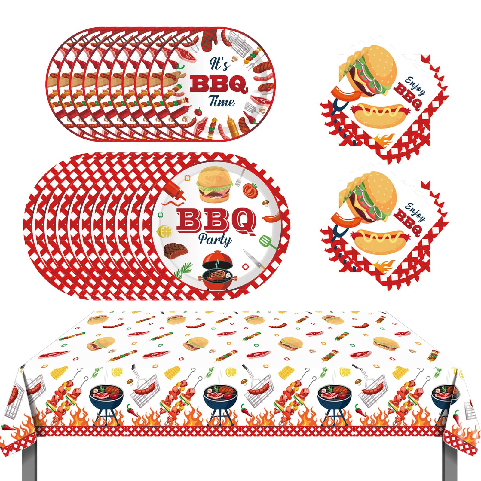 BBQ Party Decorations BBQ Baby Shower Tableware | Serve 16 Birthday Party Plates