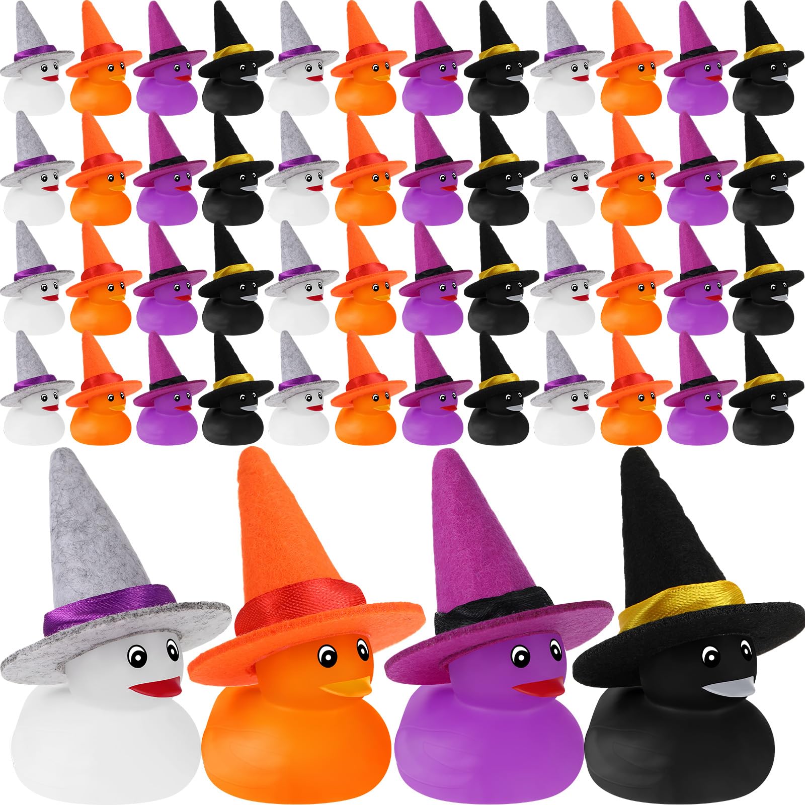 Pack Halloween Rubber Ducks with Witch Hats Trick or Treat Halloween