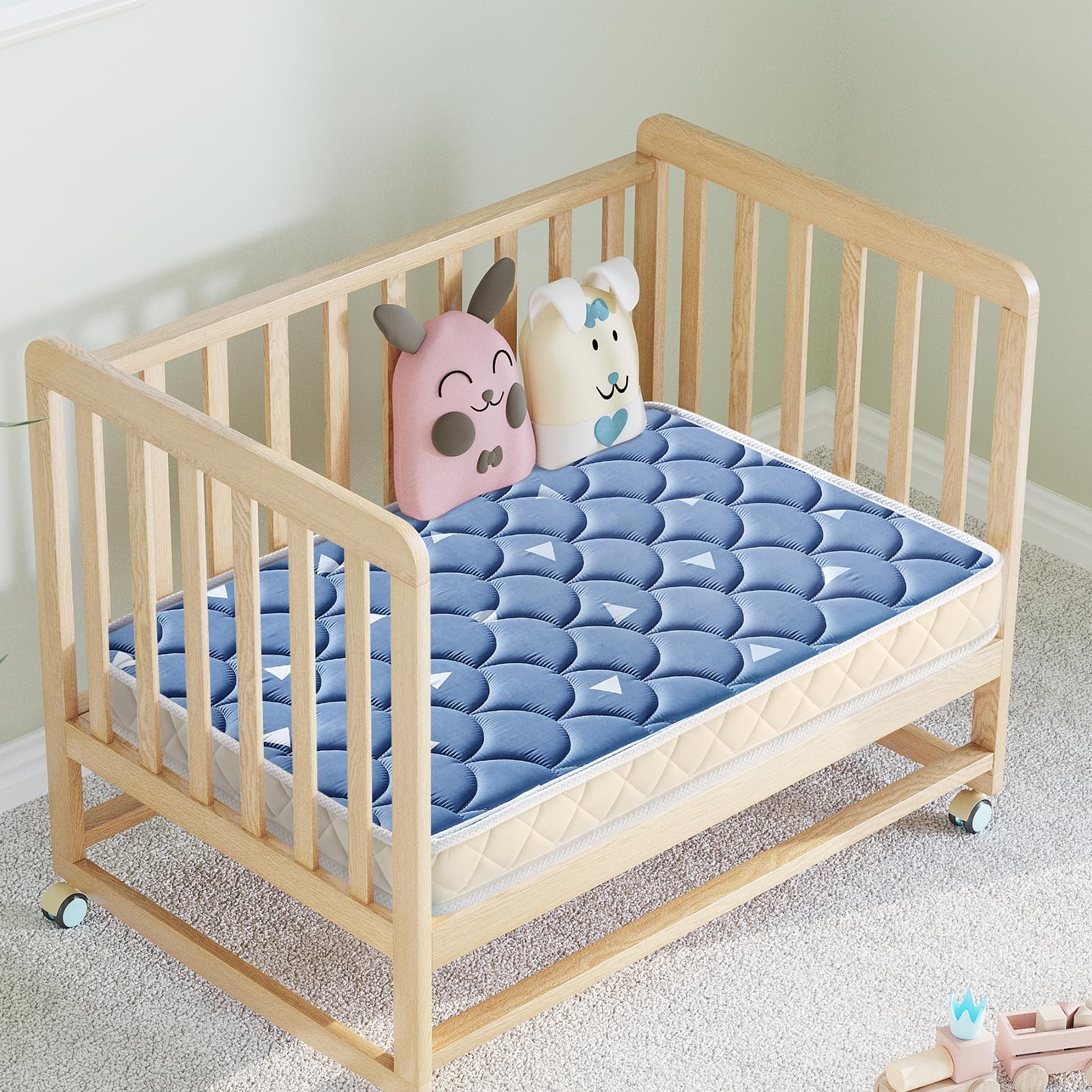 38’’x24’’ Mini Crib Mattress, Thickened Soft Breathable Foam