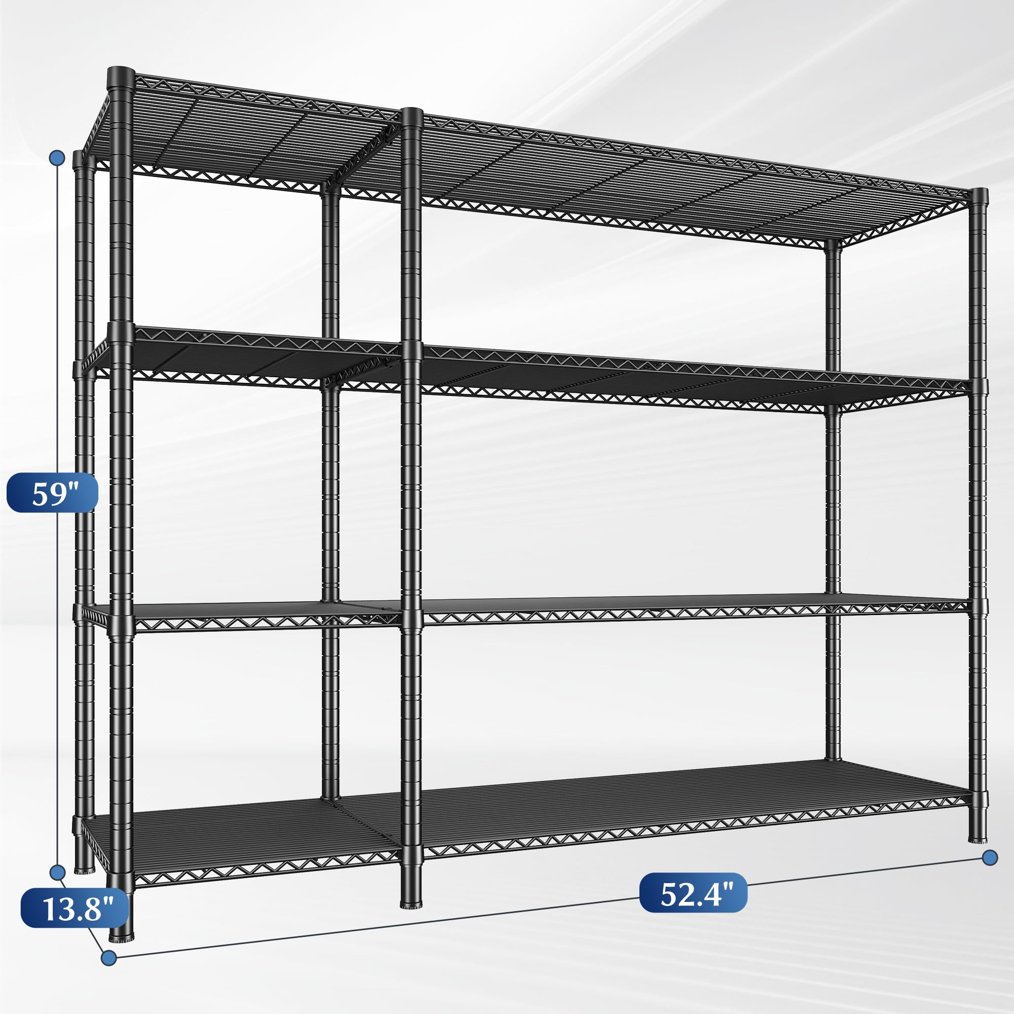 Wide Metal Storage Shelving Unit 4-Tier Heavy Duty Wire Rack