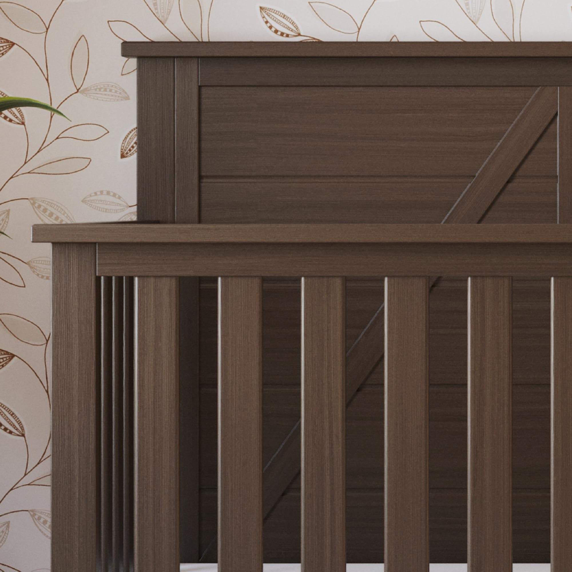 Woodland 4-in-1 Convertible Crib, Baby Crib Converts to Day Bed