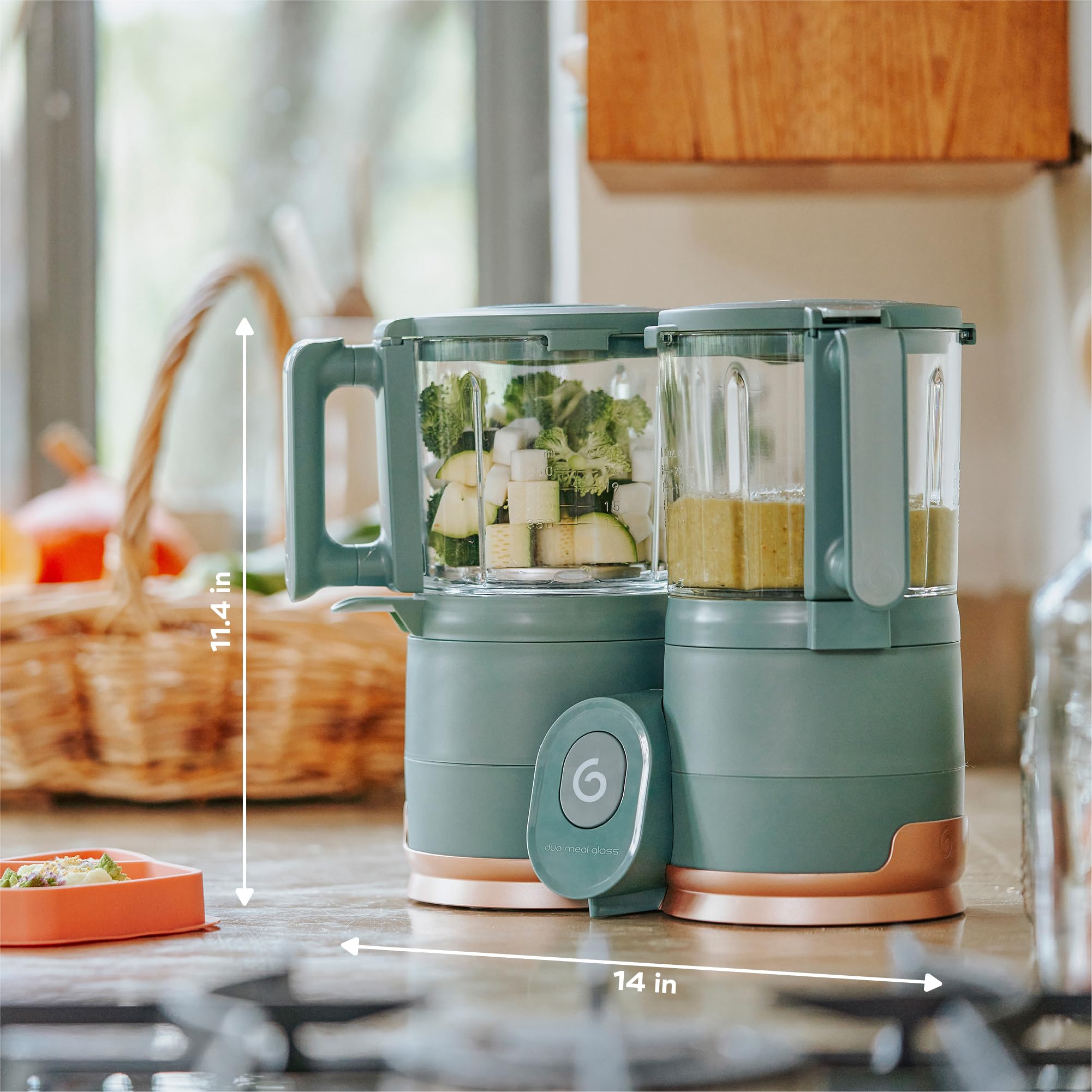 Babymoov Duo Meal Glass Exclusive Bundle - Eco-Friendly Baby Food Maker with Non-Toxic Glass Steamer & Blender, Stainless Steel Basket, XL Capacity (Set of 4 Glass Containers Included)