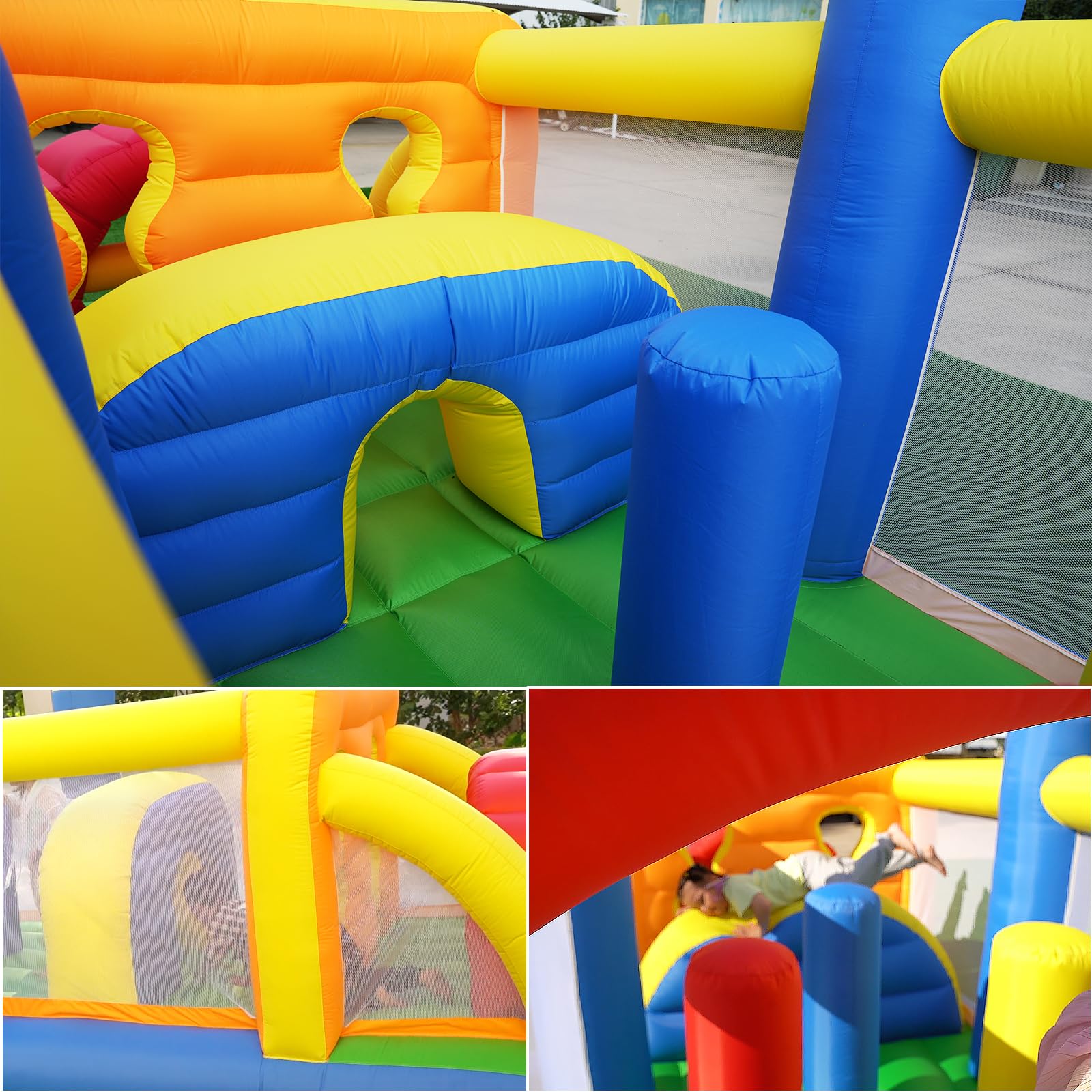 Inflatable Obstacle Course Bounce House with Climbing Wall and Slide