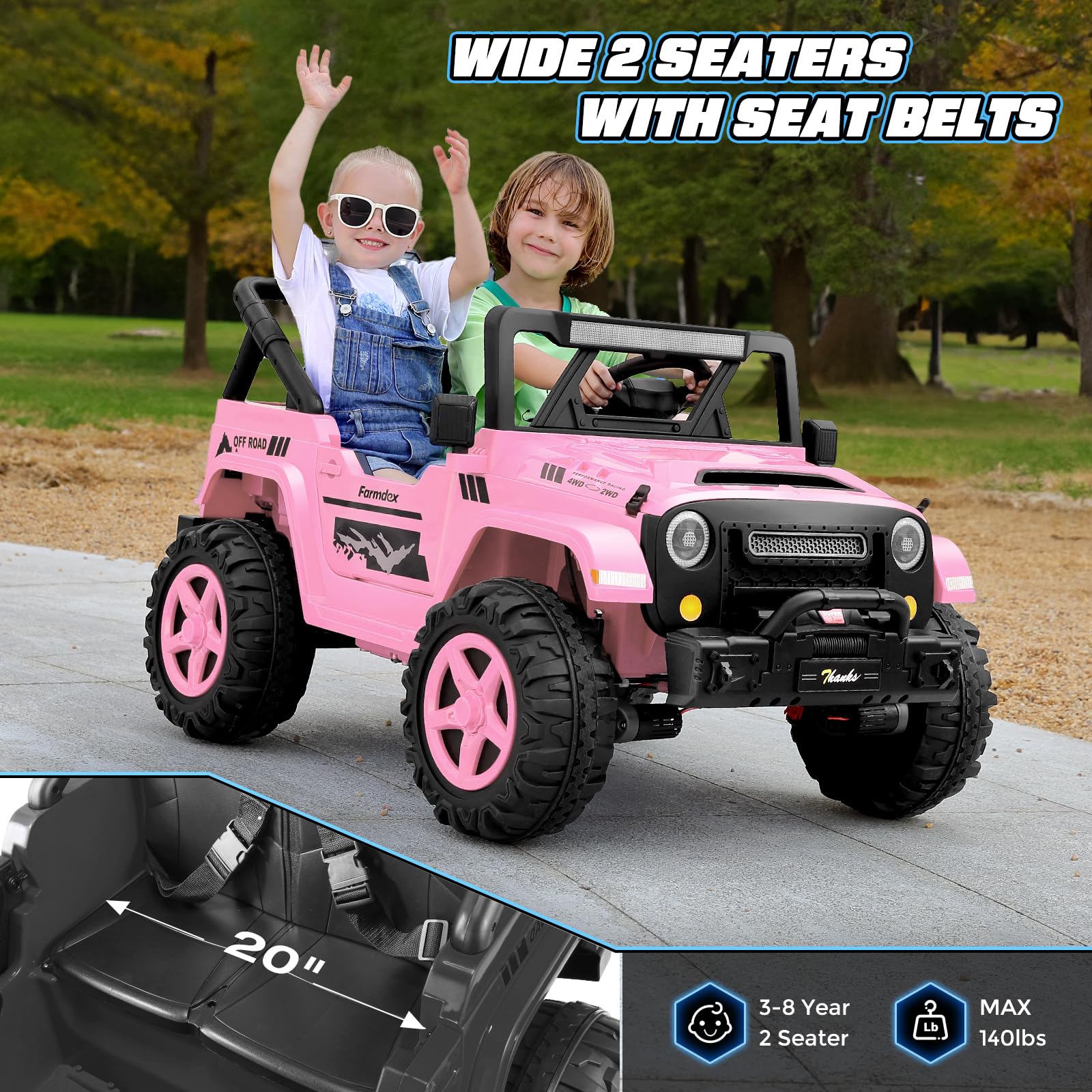 24V Ride-On Electric Car for Kids 2 Seater with Remote Control