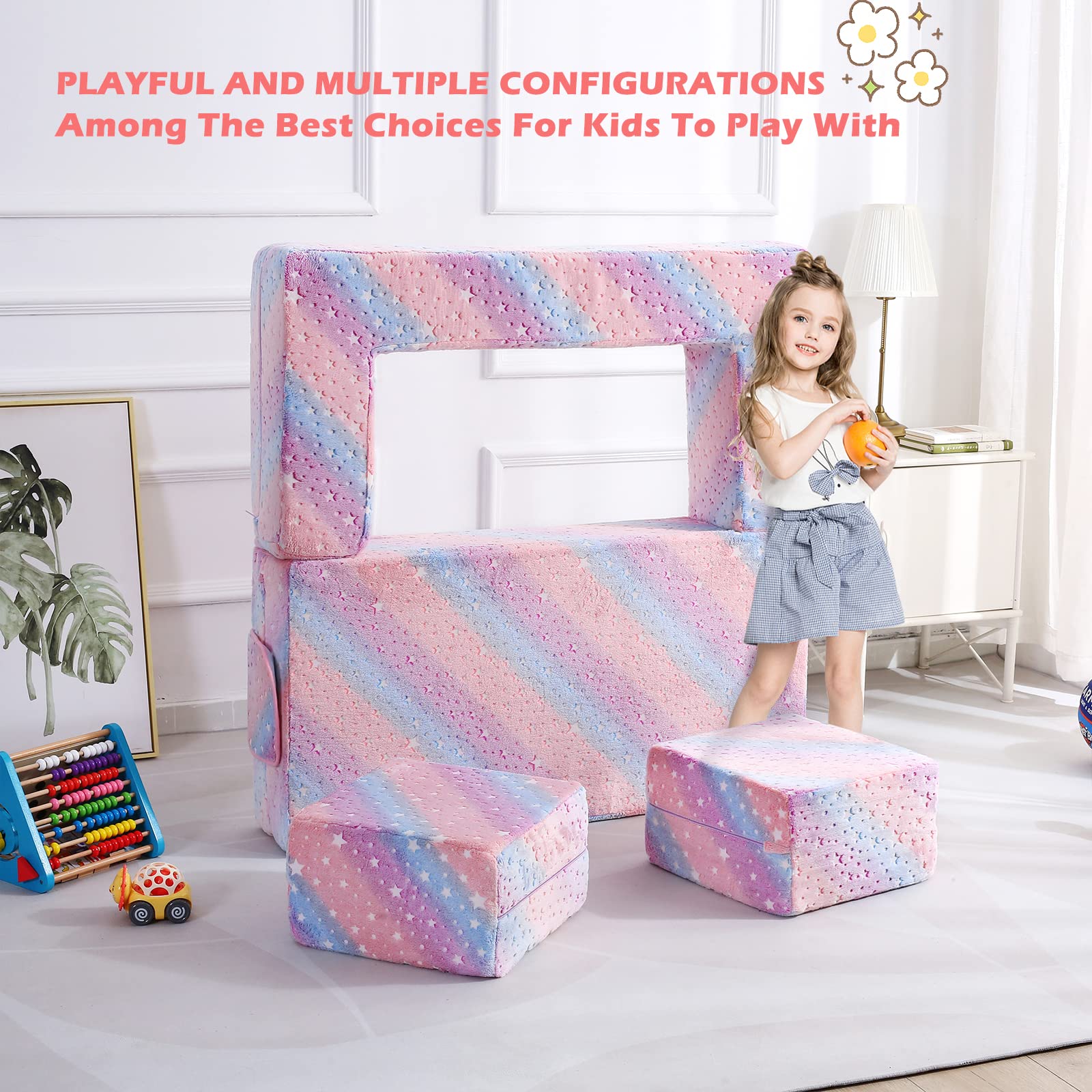 Glow in The Dark Modular Explore Sofa for Toddler 3 in 1 Fold Out Sofa