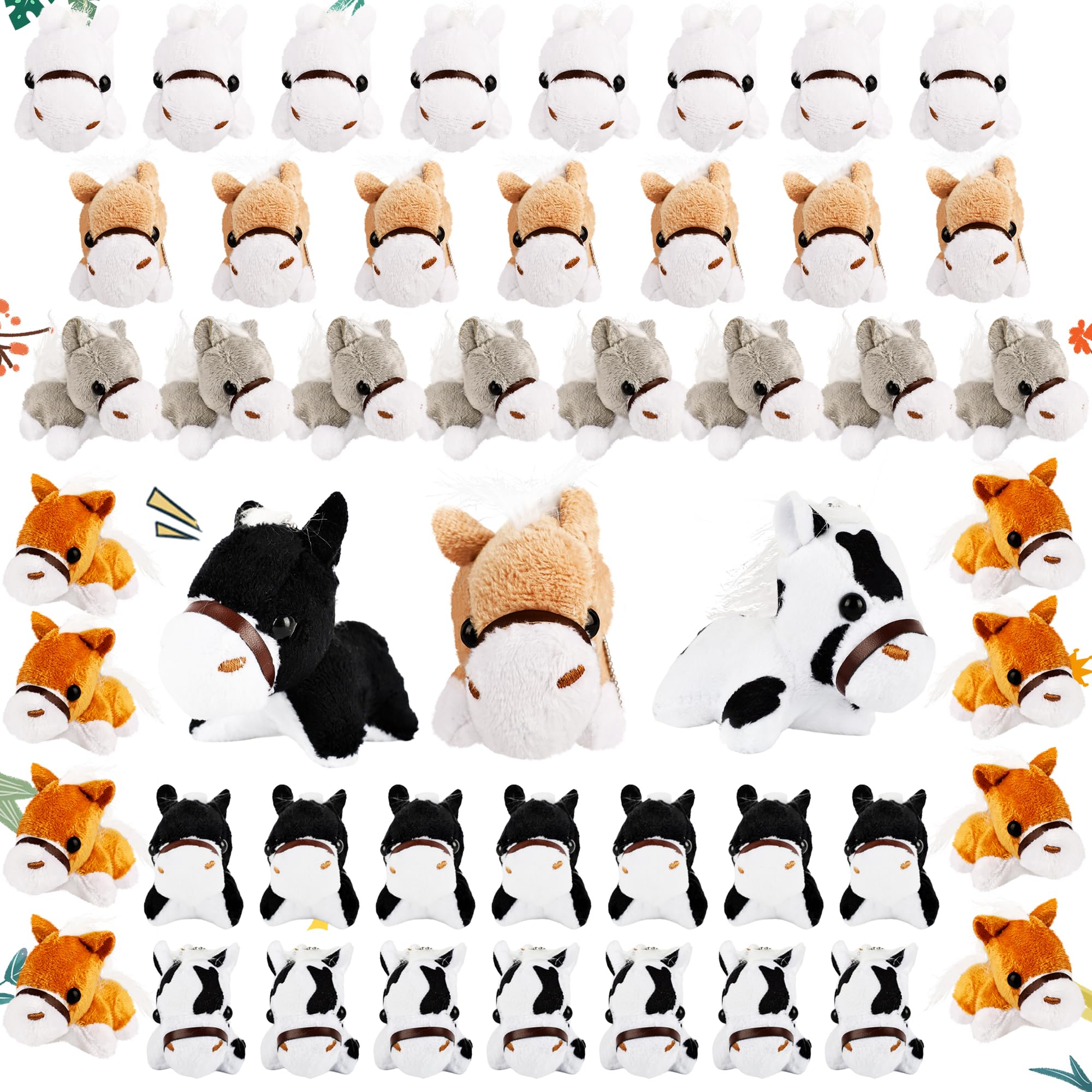 48 Pcs 3.2 Inch Mini Stuffed Horse Animals Toys Plush Horse Animals Horse Party