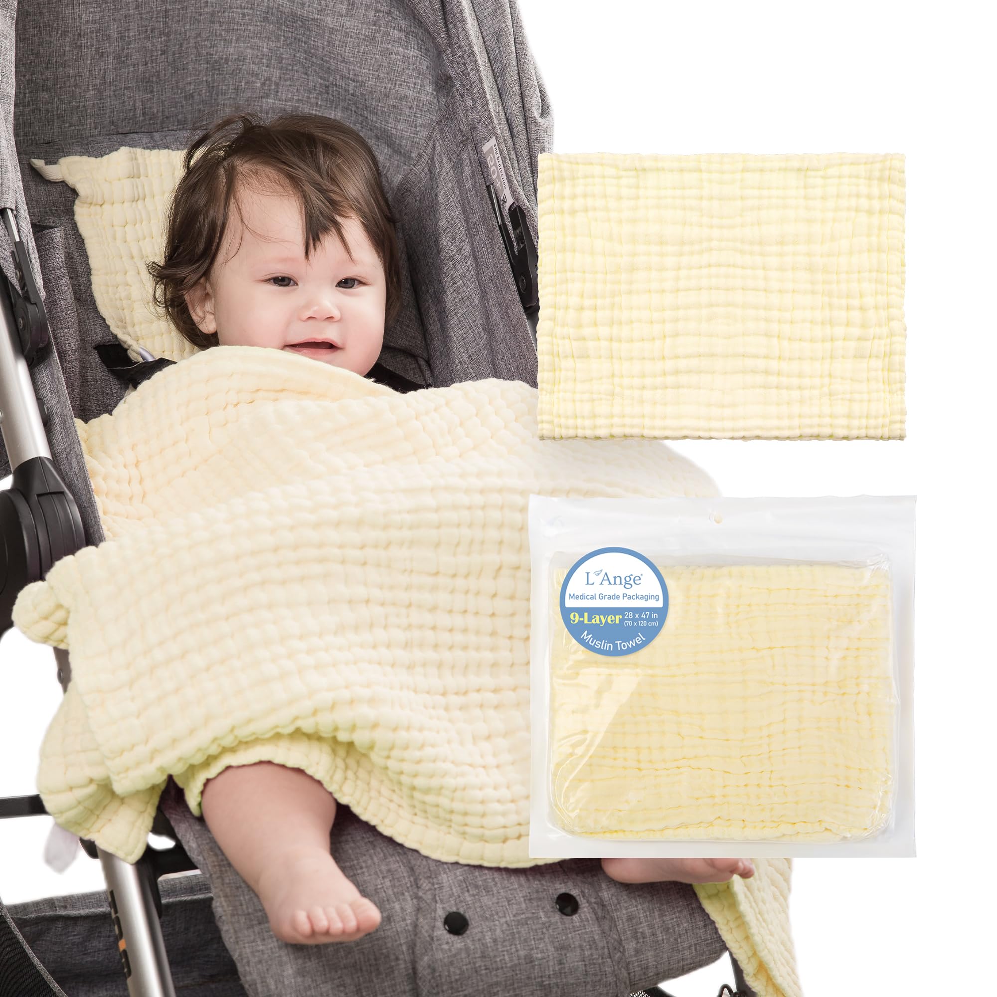 Bath Towel - 9 Layers 100% Cotton Muslin, Super Quick Dry, Medical