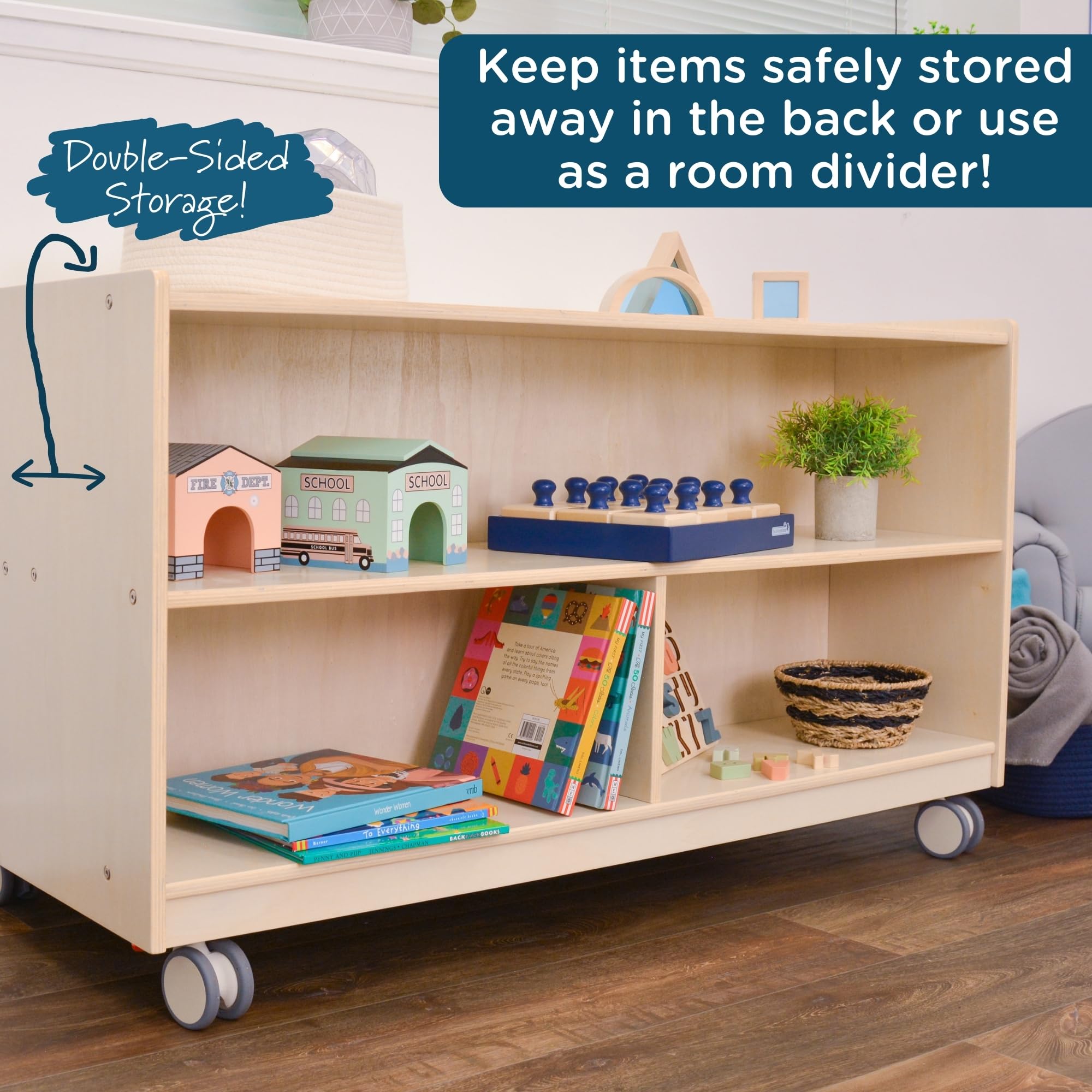 Double-Sided Mobile Storage Unit for Kids