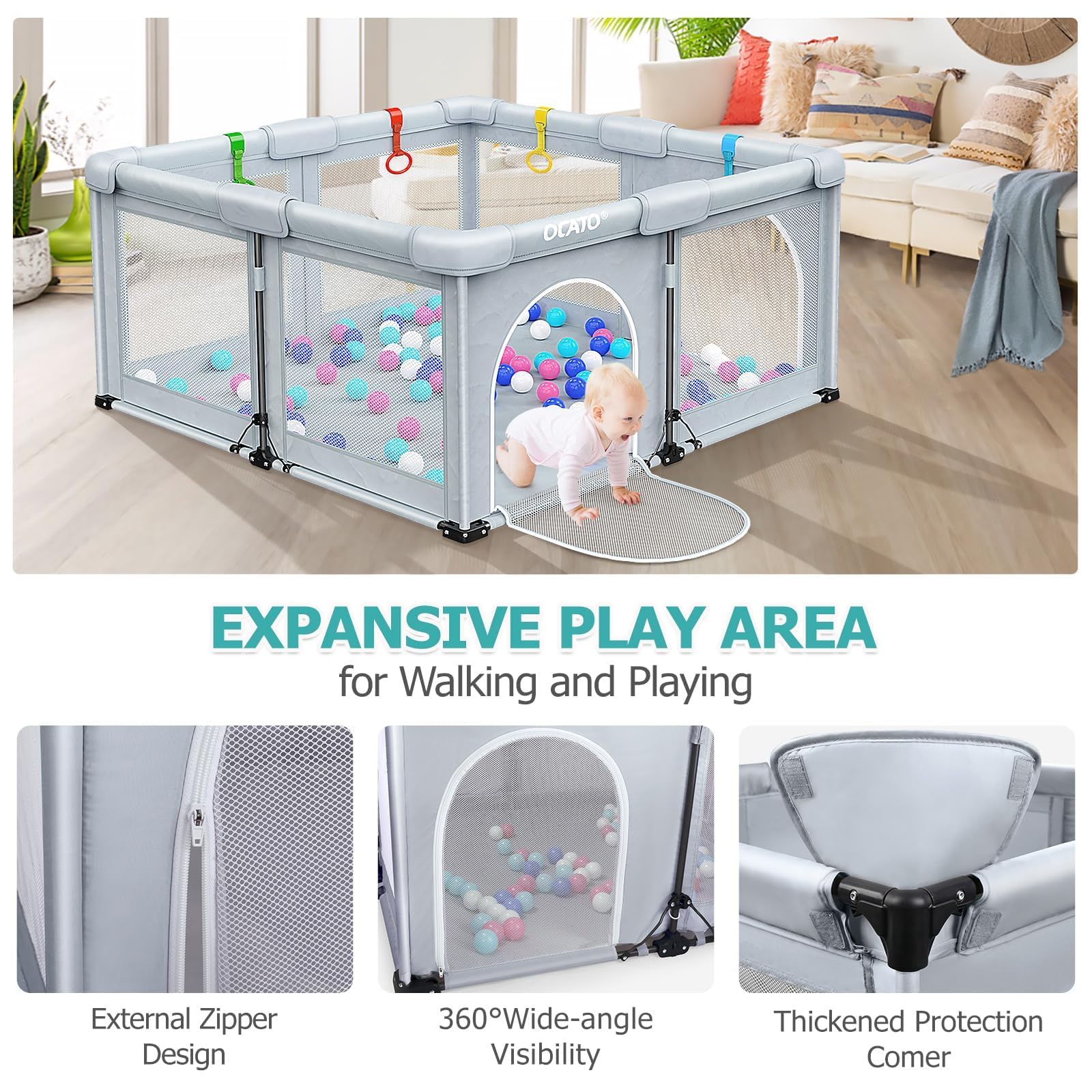 Foldable Baby Playpen 50x50 Portable Indoor Outdoor Safety Play Yard