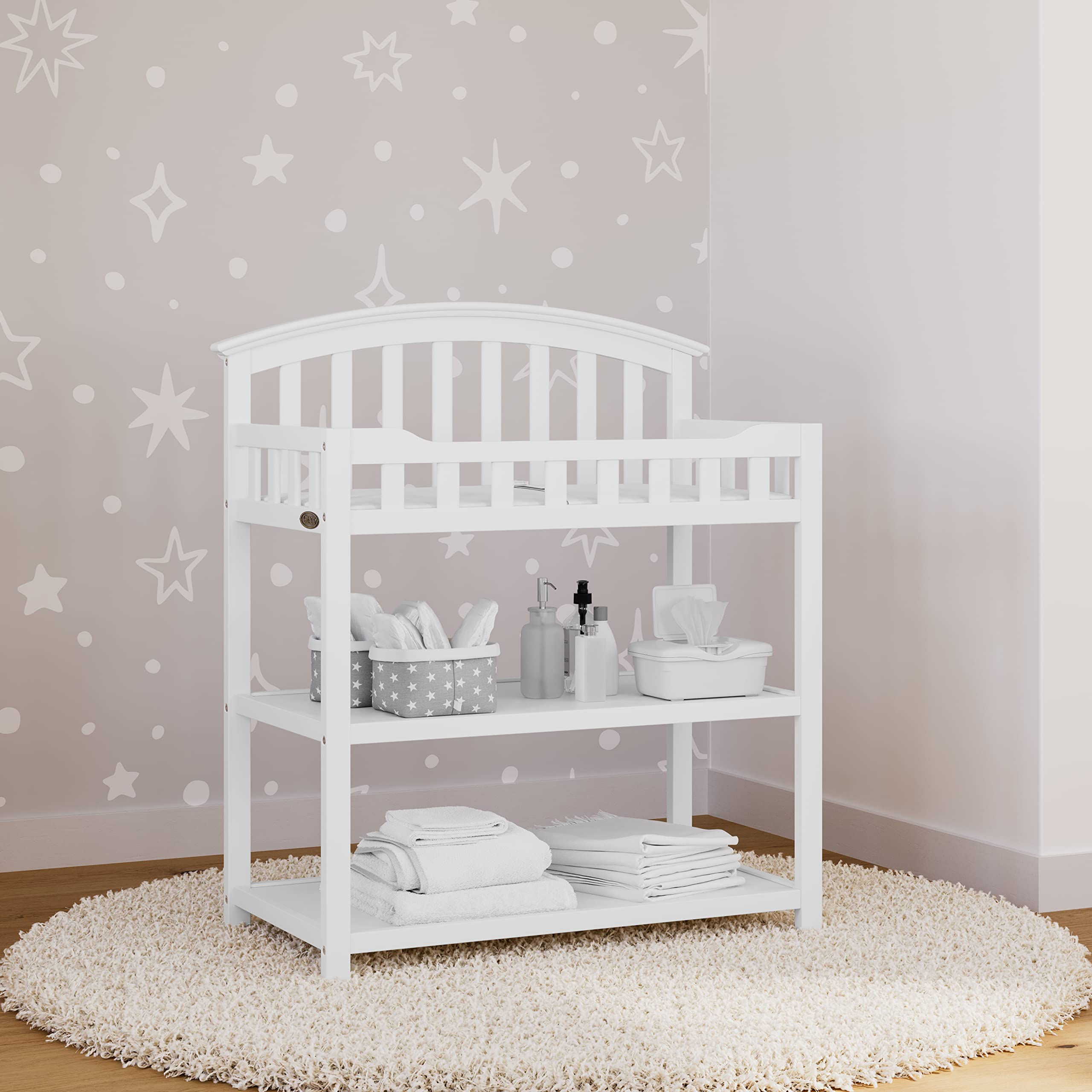 Changing Table with Water-Resistant Changing Pad (White)