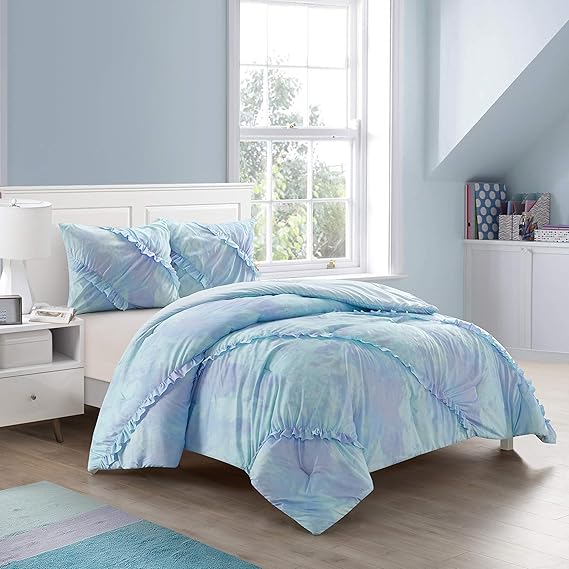 Toddler Emelie Tie Dye 4 Piece Ruffle Bed in a Bag Set,52"x48", Twin