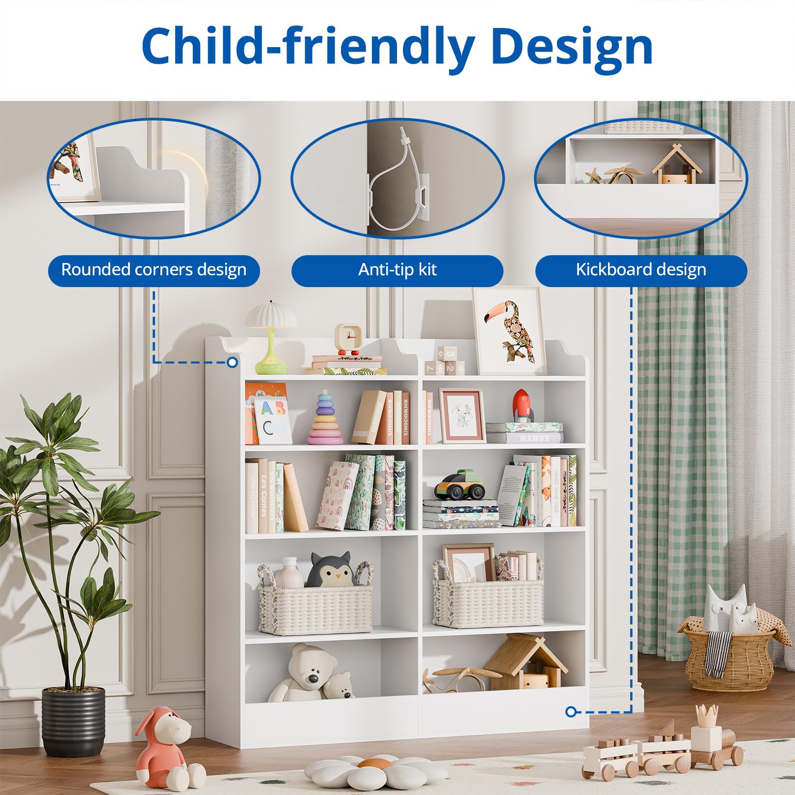 5-Tier Kids Bookshelf with 10 Cube Storage