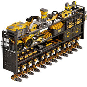 Power Tool Organizer Wall Mount - 4-Tier Heavy Duty Garage Storage Rack with Drill Holder