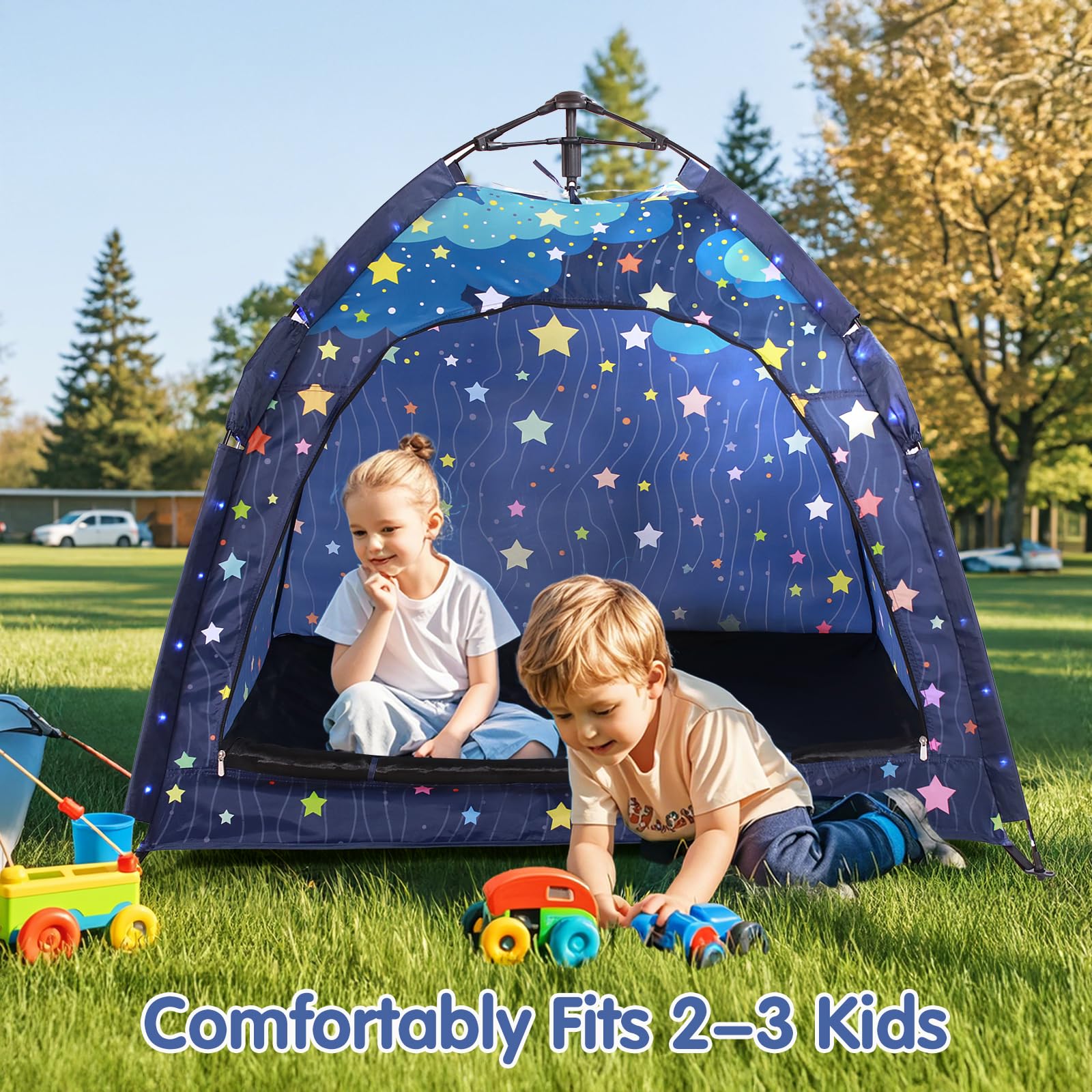 Kids Play Tent with String Lights for Indoor Outdoor Use