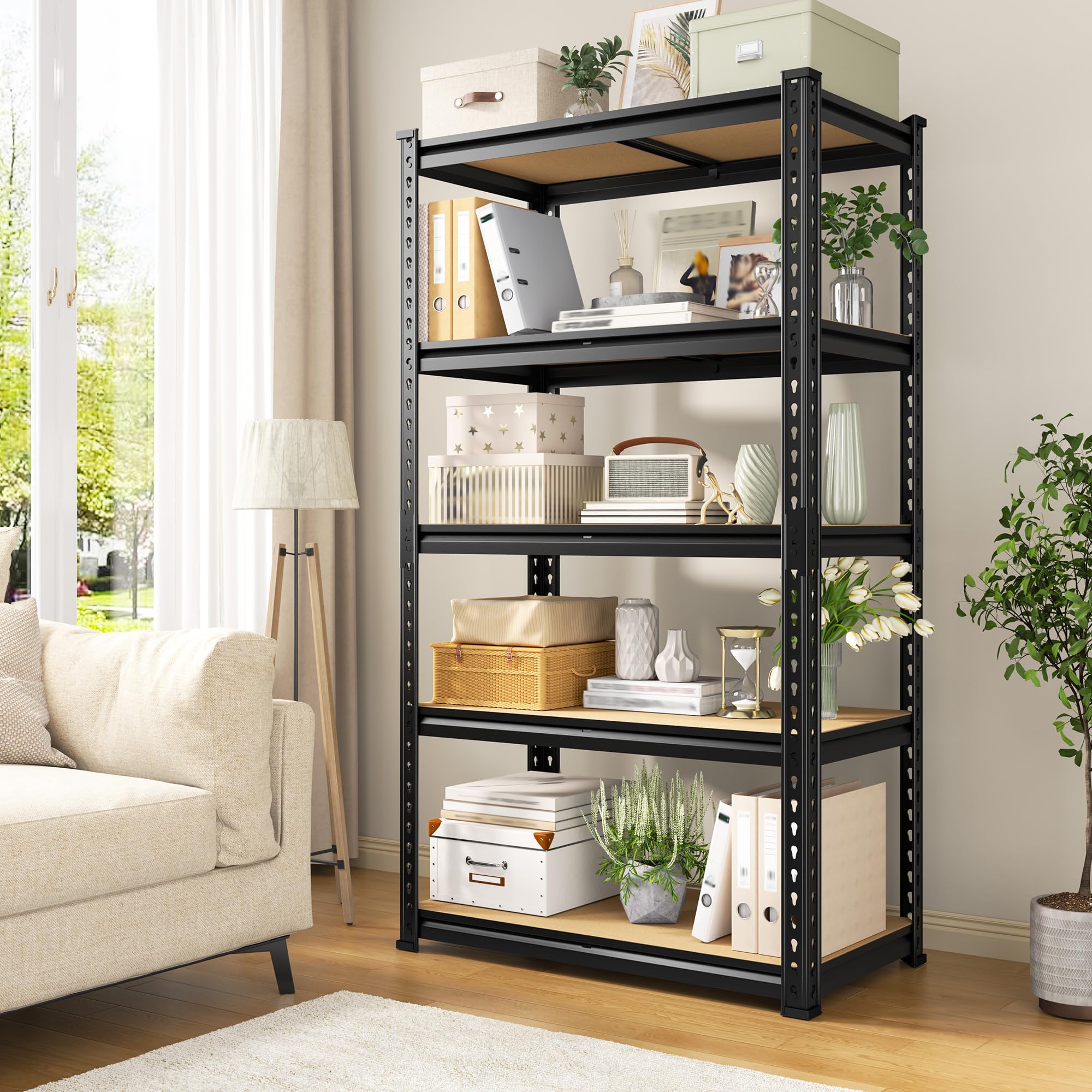 5-Tier Heavy Duty Metal Storage Shelves Set of 2