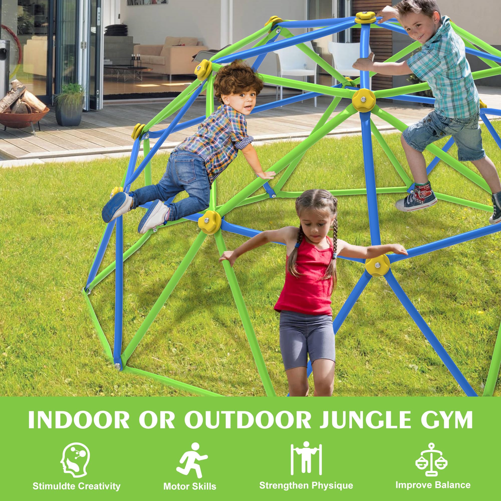 10FT Climbing Dome with Hammock for Kids