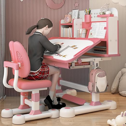 Function Desk Chair Set,Height Adjustable Children School Table Chair