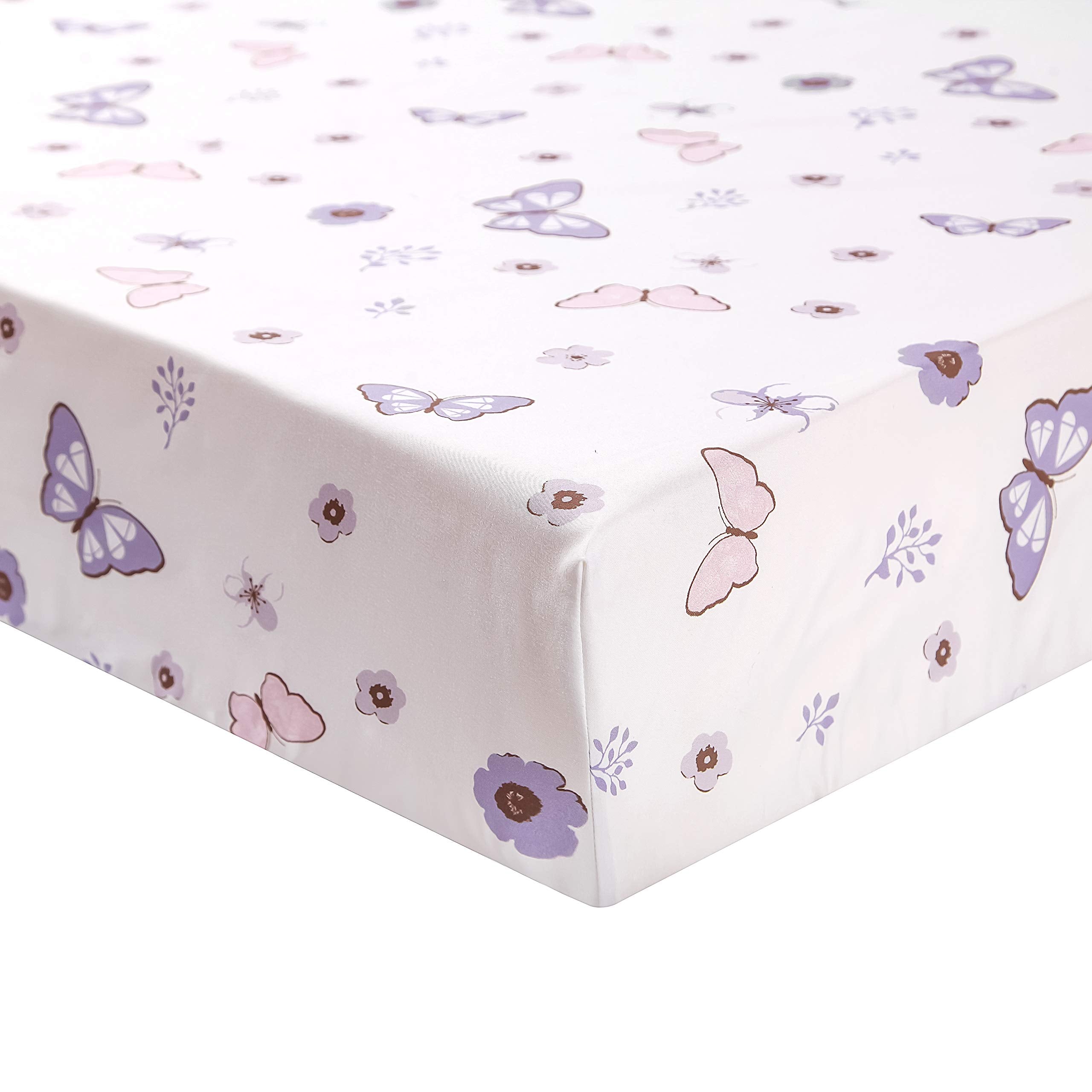 Purple Butterfly Baby Crib Bedding Set for Girls - 3 Piece Nursery Set