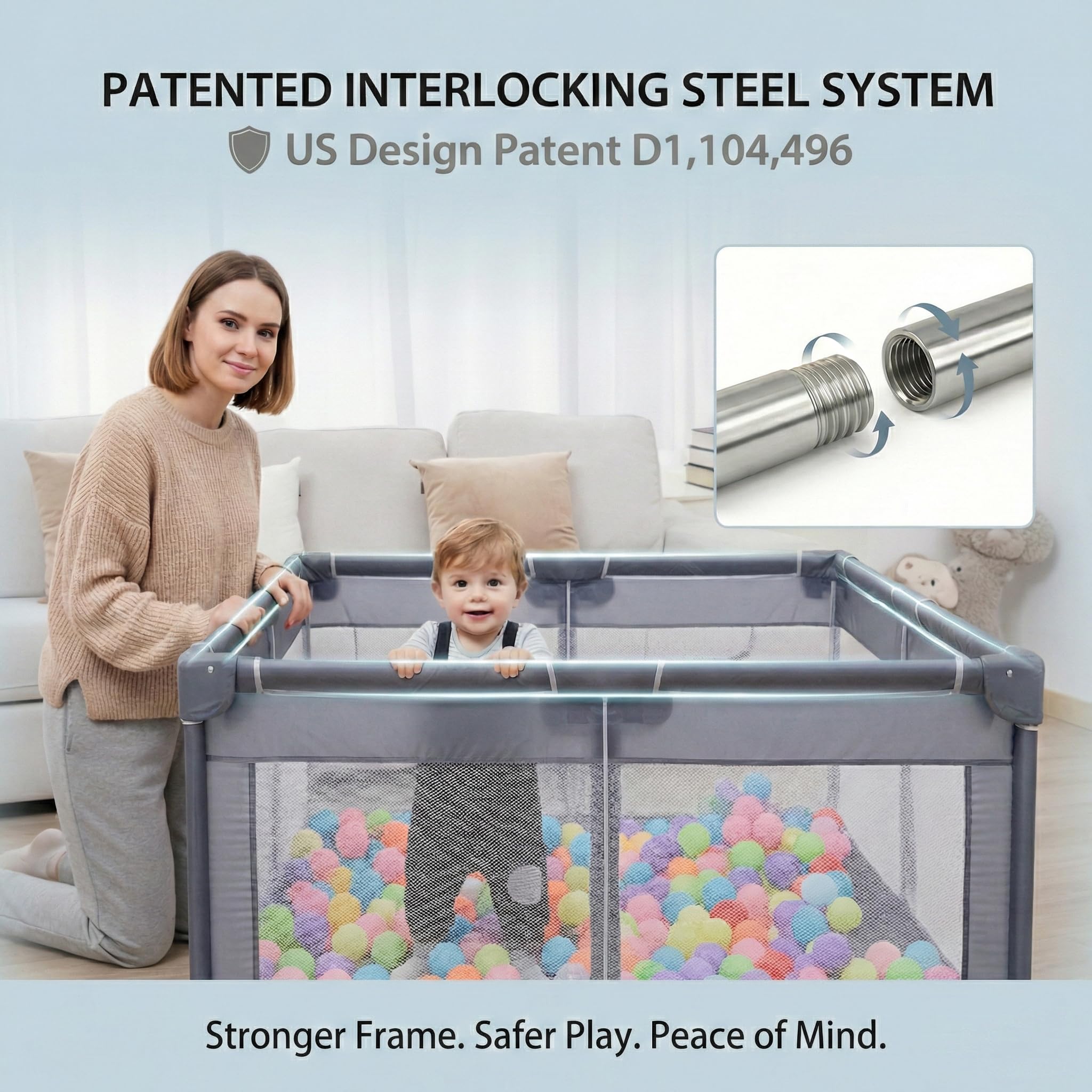 50x50 Large Baby Playpen with Mesh Sides