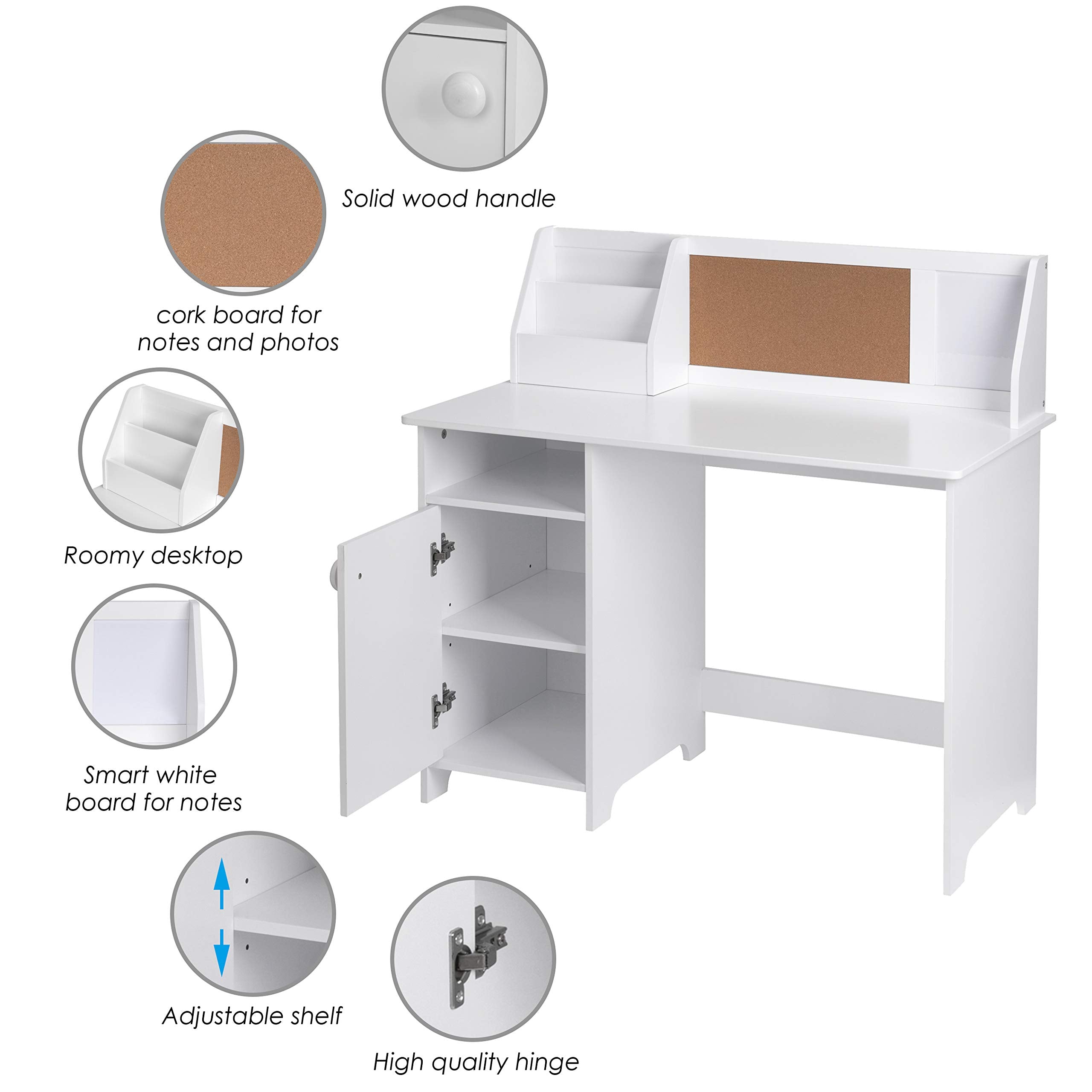 Kids Study Desk with Storage and Hutch