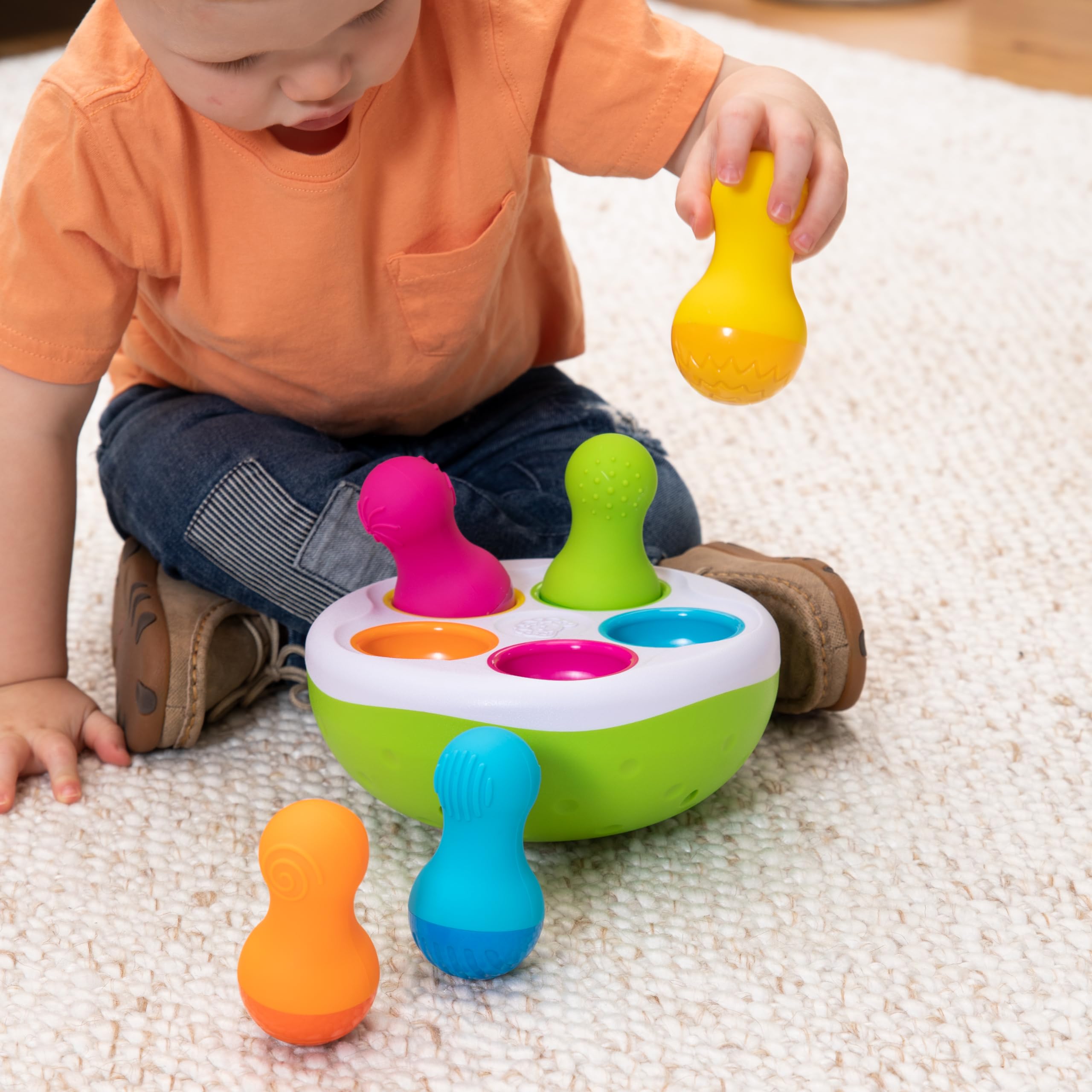 F248 Fat Brain SpinnyPins, Kids Preschool, Spinning and Sorting Building Sets