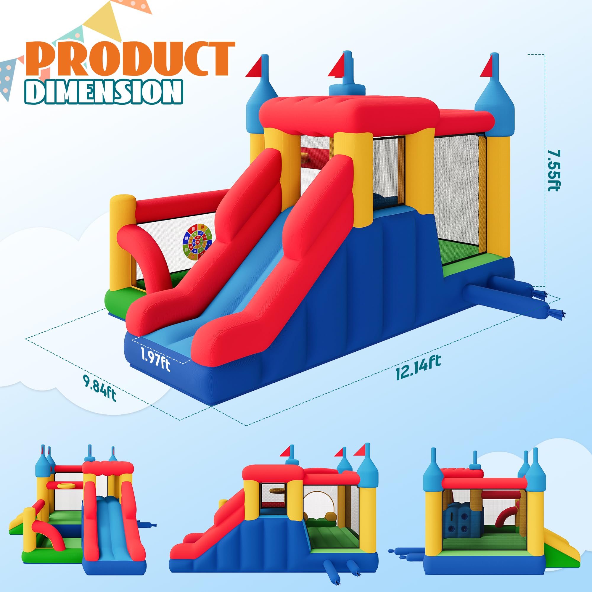 Inflatable Bounce House with Water Slide for Kids