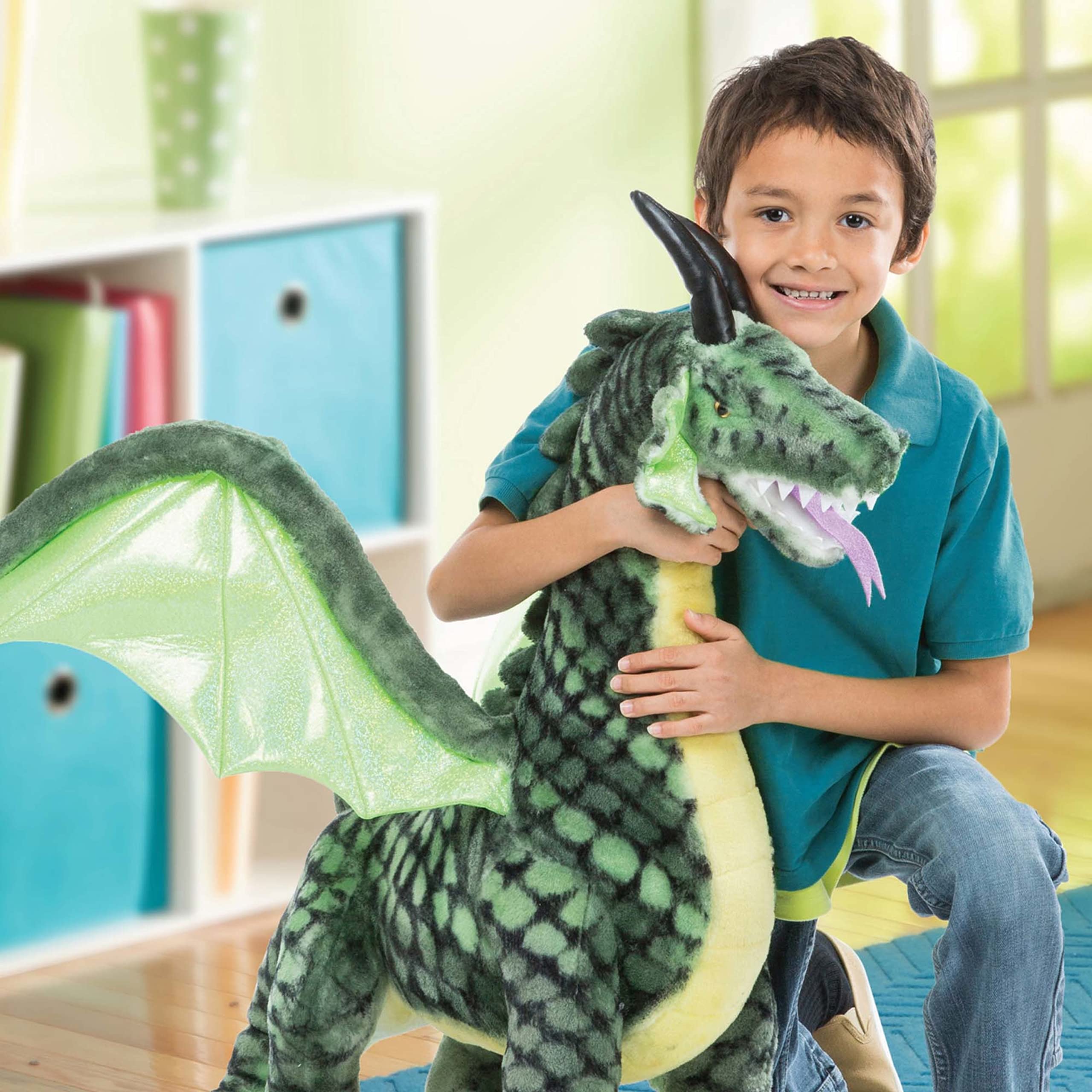 Lifelike Plush Giant Winged Dragon Stuffed Animal (36 x 40.5 x 16 in)