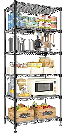 75" H Metal Shelving 6 Tier Storage Shelf Adjustable Kitchen