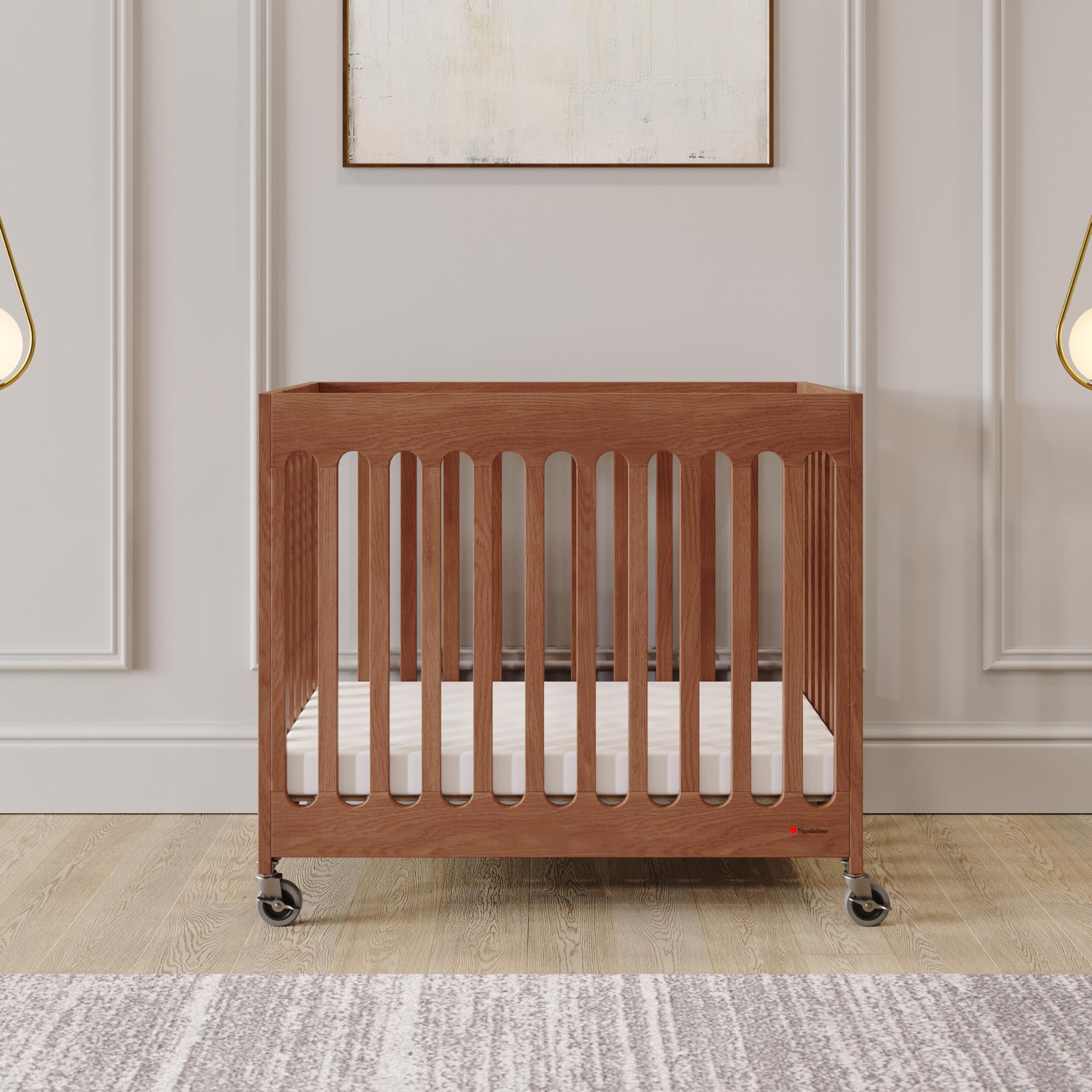 Foundations Boutique Folding Mini Baby Crib - Compact