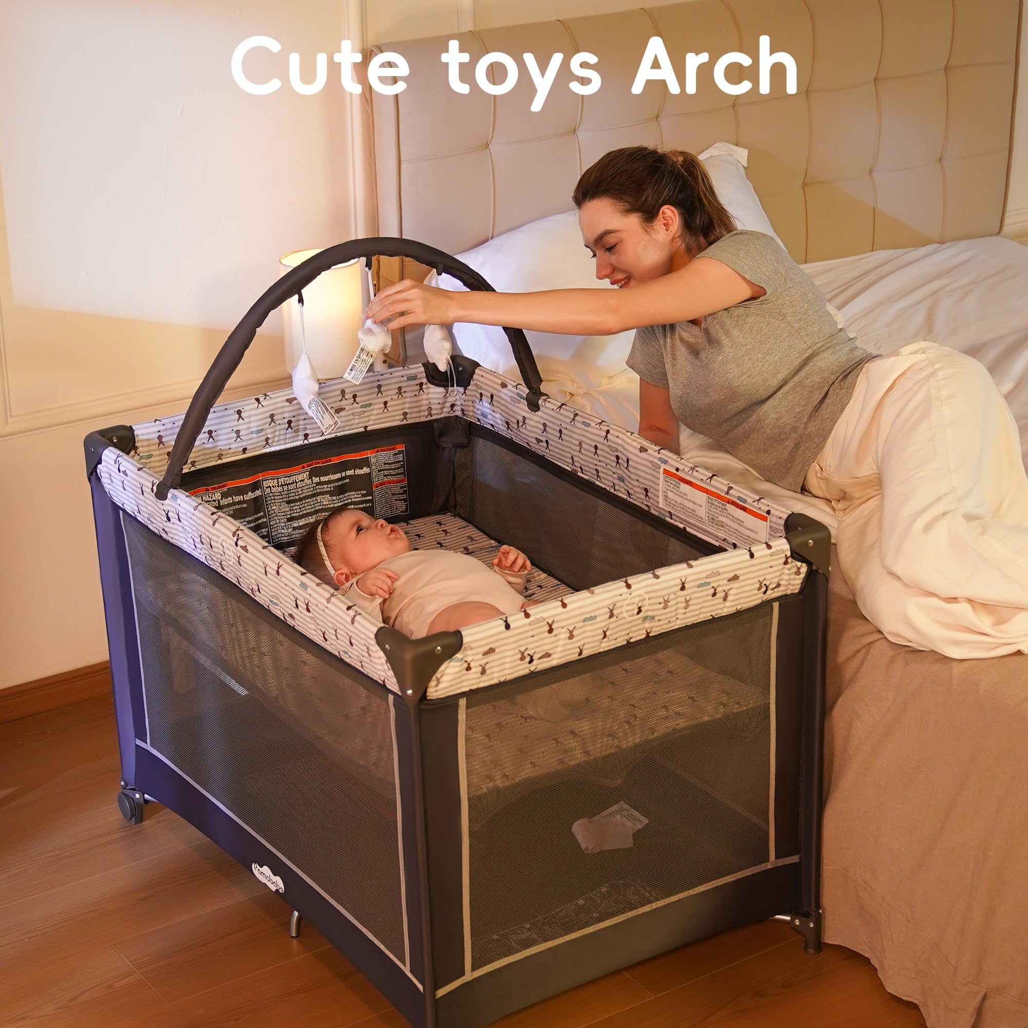 Portable Playard with Bassinet and Padded Mat