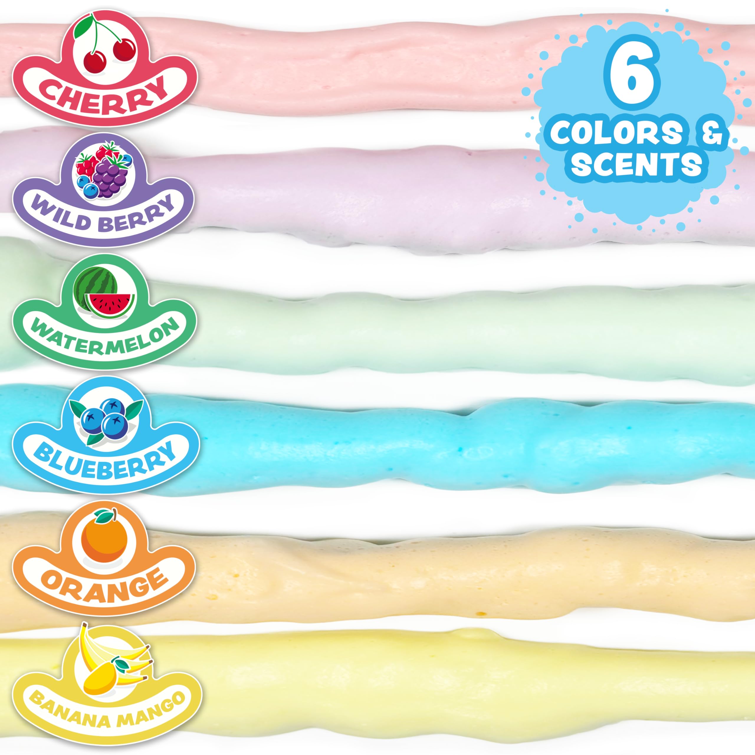 Fluffy Foam Soap, Variety 6 Pack | Shape, Mold & Create Bath Art with Soft Bath Foam