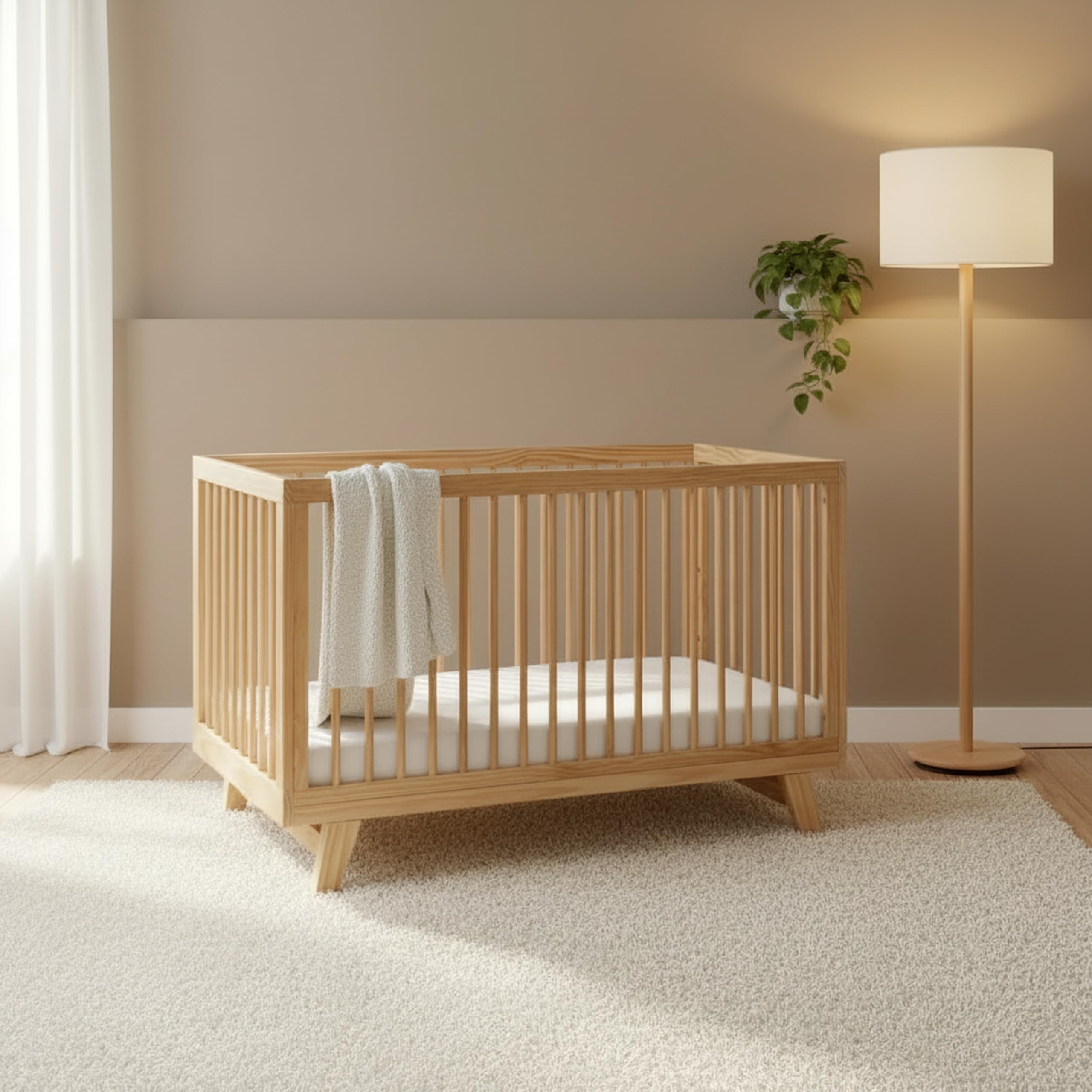 3-in-1 Convertible Baby Crib with Adjustable Mattress Heights