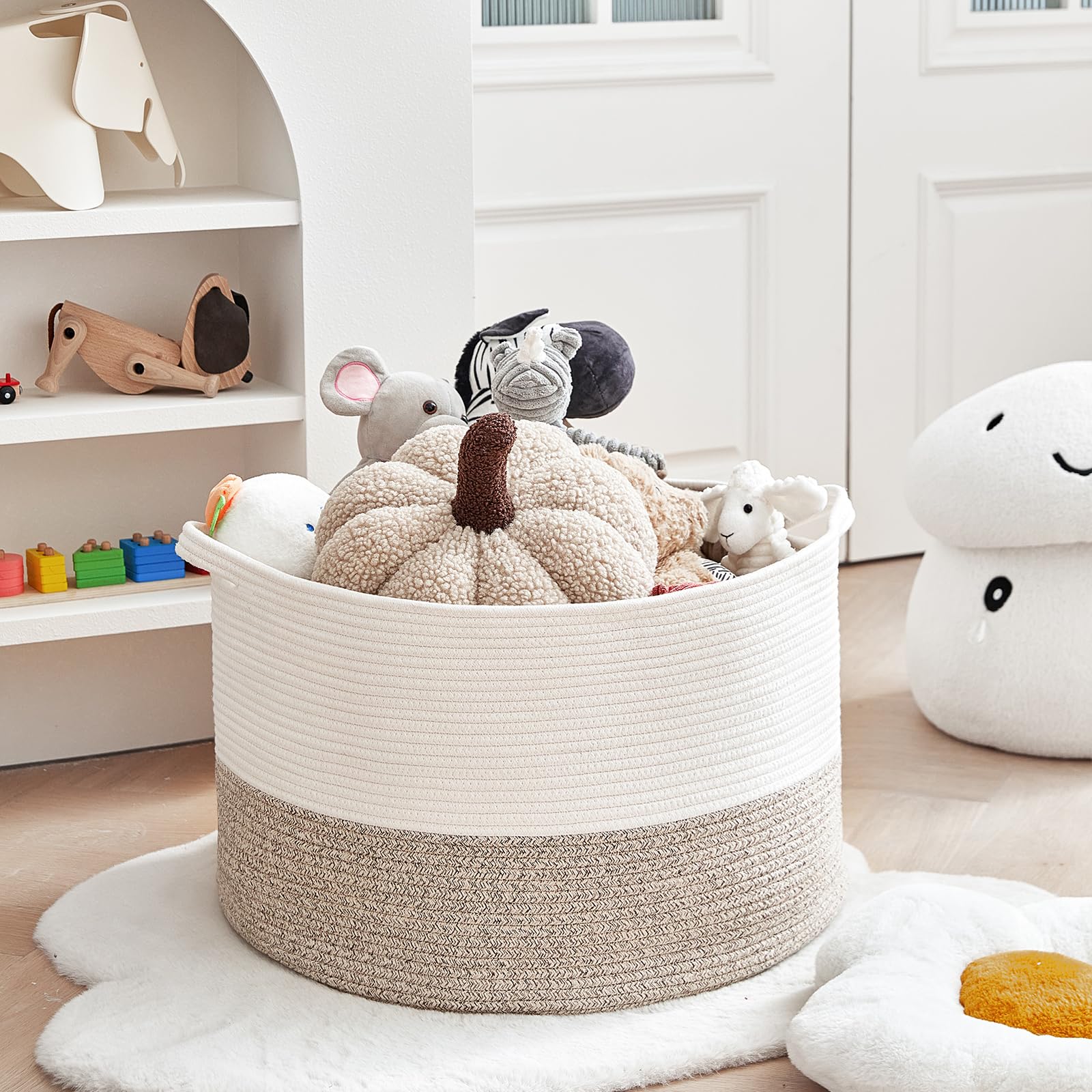 Extra Large Cotton Rope Basket 22" x 14" - Toy Basket for Kids -Blanket