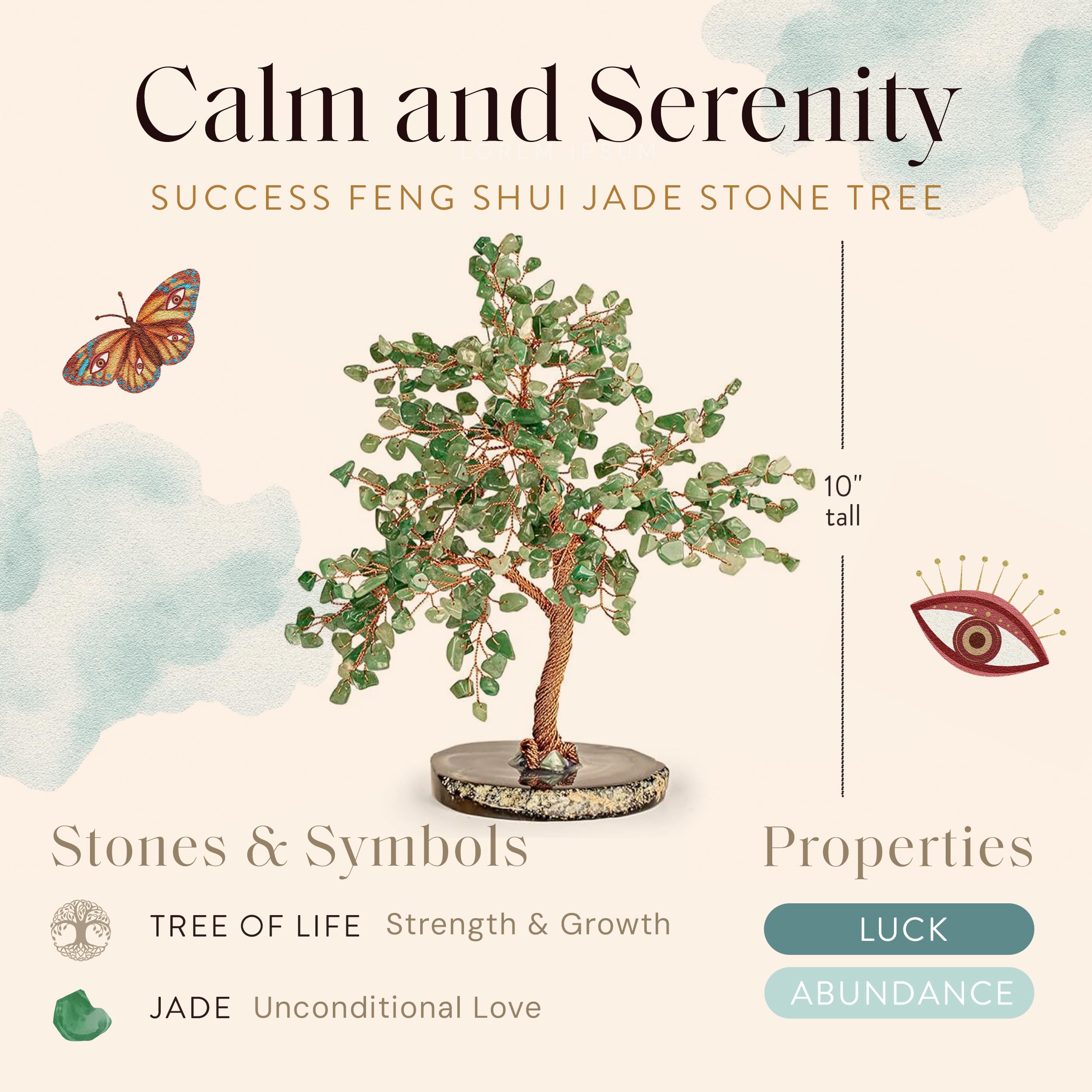 Jade Crystal Feng Shui Tree of Life Home Decor