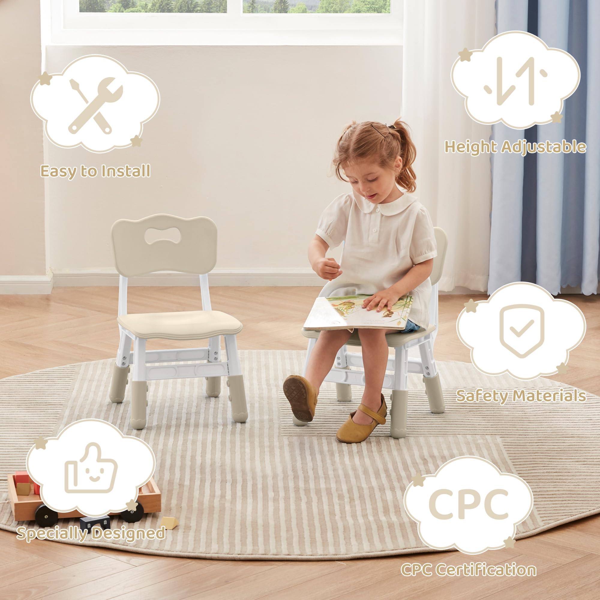 Adjustable Toddler Chairs Set for Ages 2-8