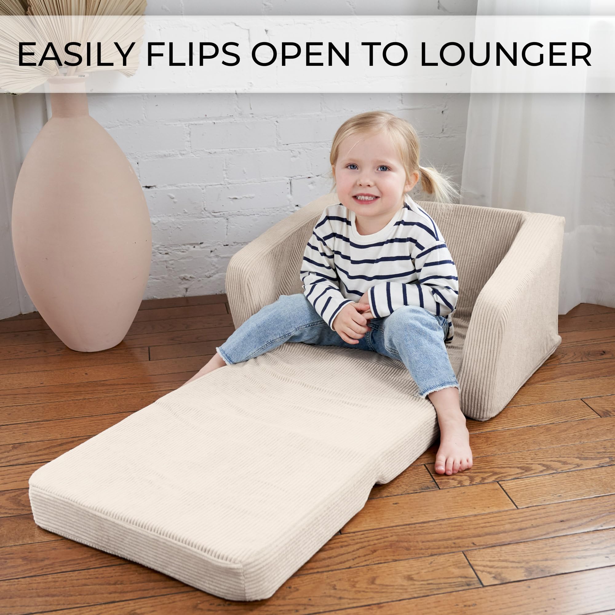 Convertible Toddler Chair and Couch - 2-in-1 Kids Sofa with Washable Cover