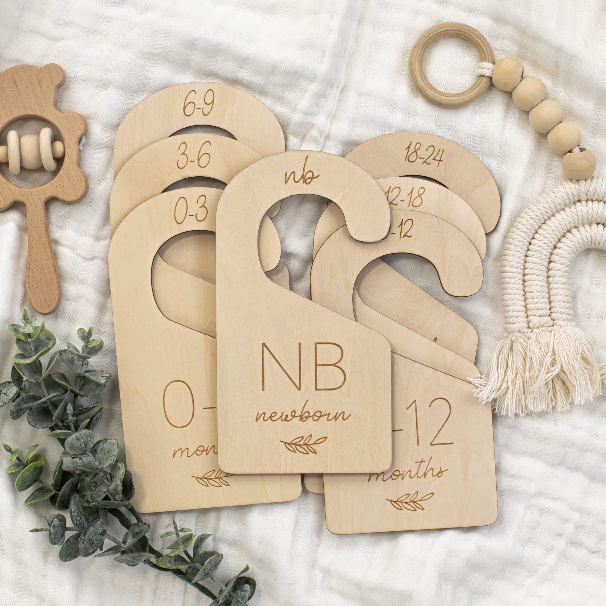 Wooden Baby Closet Dividers Set of 7 for Nursery Organization