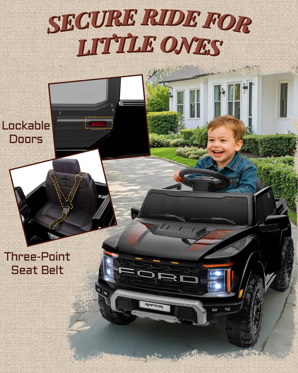 12V Licensed Ford F-150 Raptor Kids Ride-On Truck